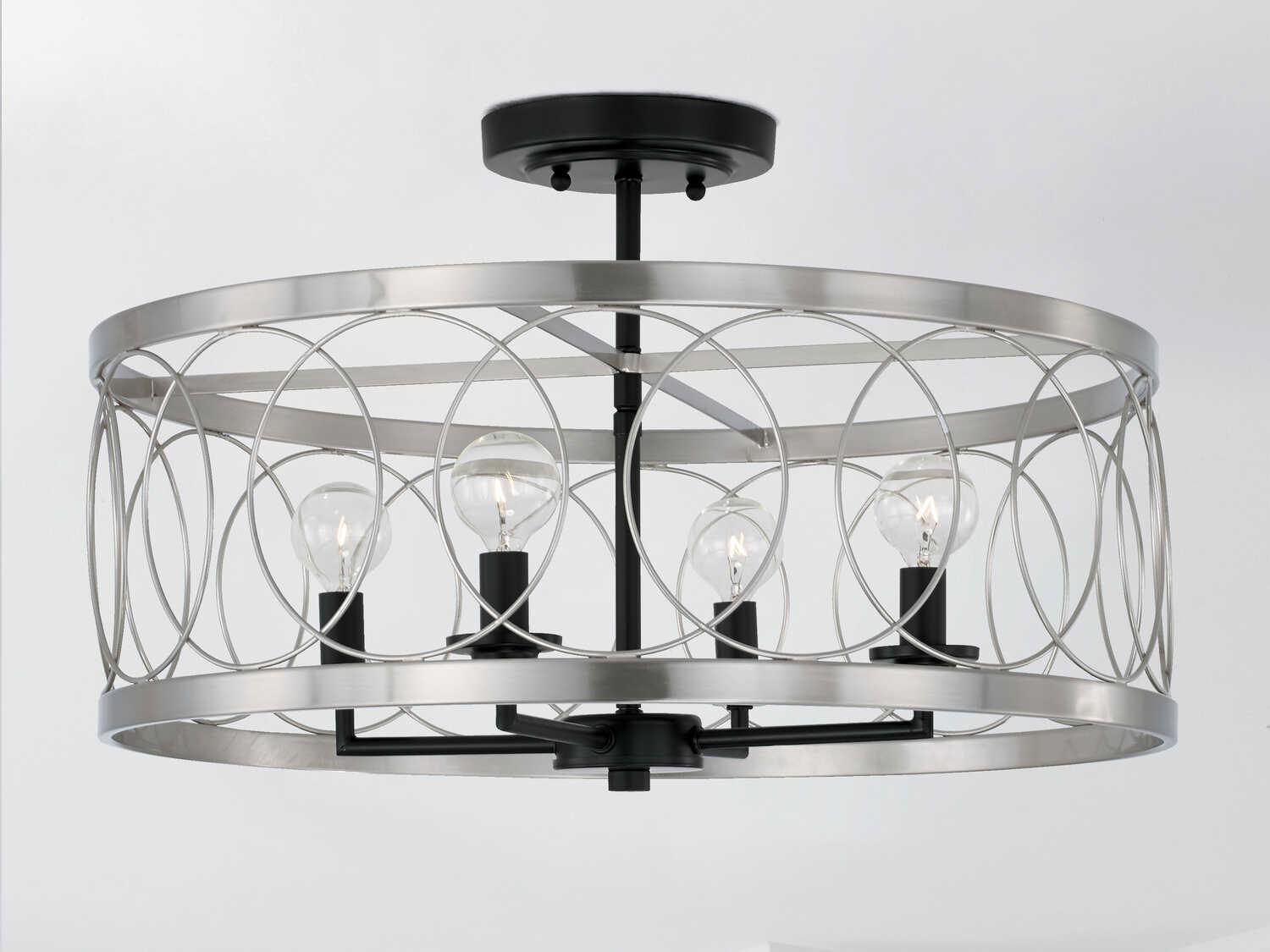 Capital Lighting Madeline 4-Light Black Tie Nickel Semi Flush Mount