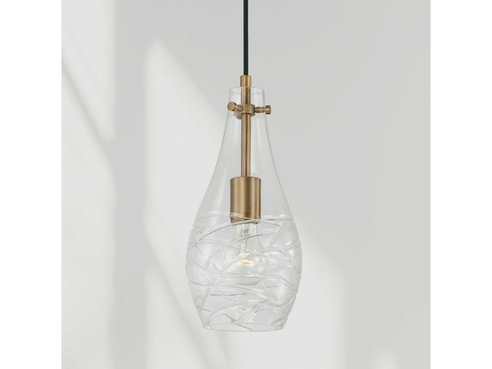Capital Lighting Kier 1-Light Aged Brass Glass Bell Mini Pendant