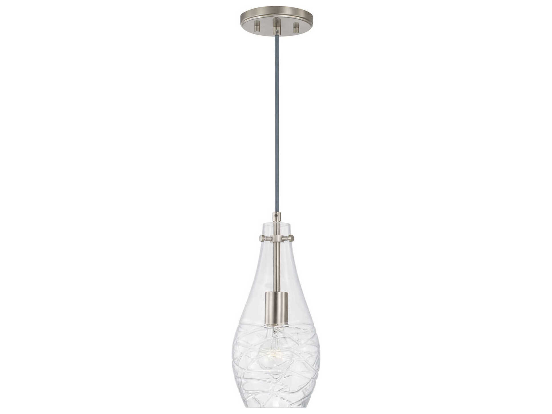 Capital Lighting Kier 1-Light Brushed Nickel Glass Bell Mini Pendant