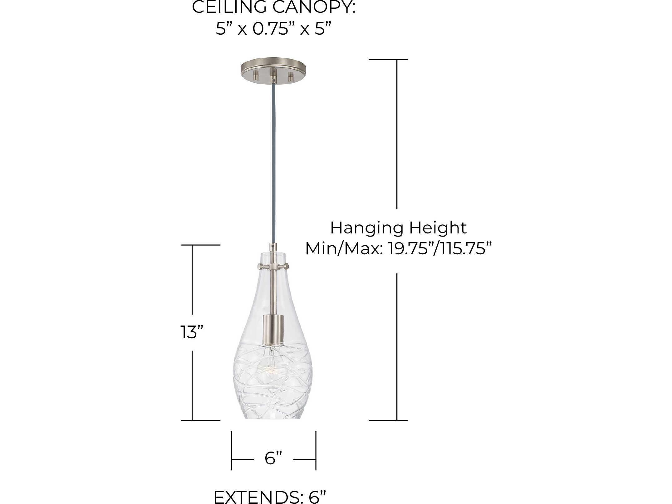 Capital Lighting Kier 1-Light Brushed Nickel Glass Bell Mini Pendant