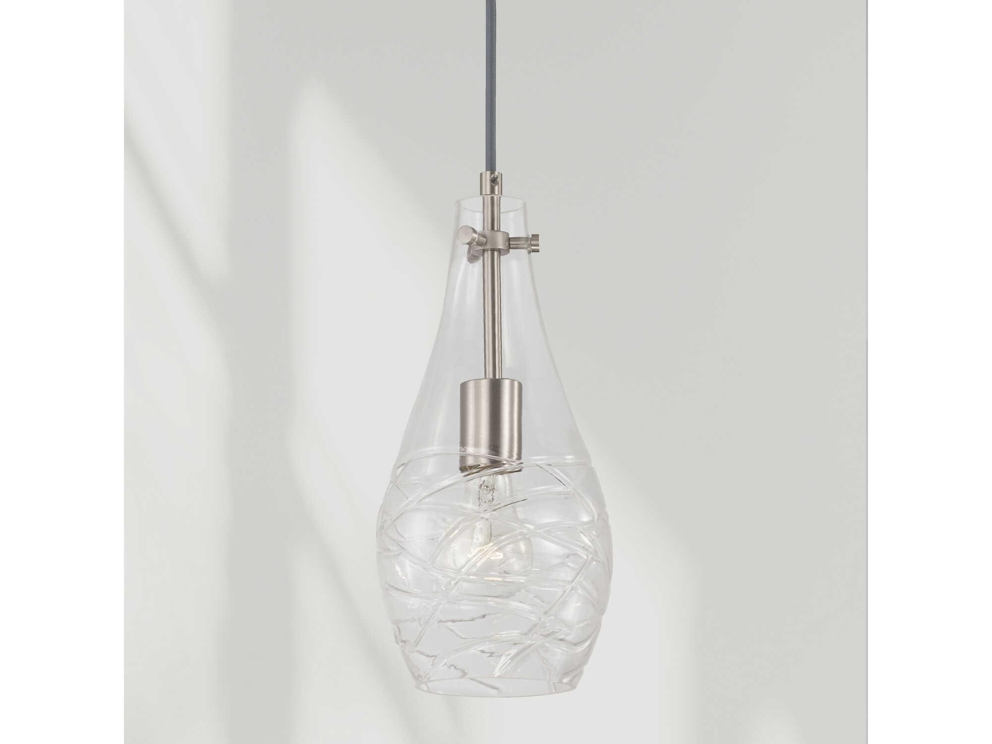 Capital Lighting Kier 1-Light Brushed Nickel Glass Bell Mini Pendant