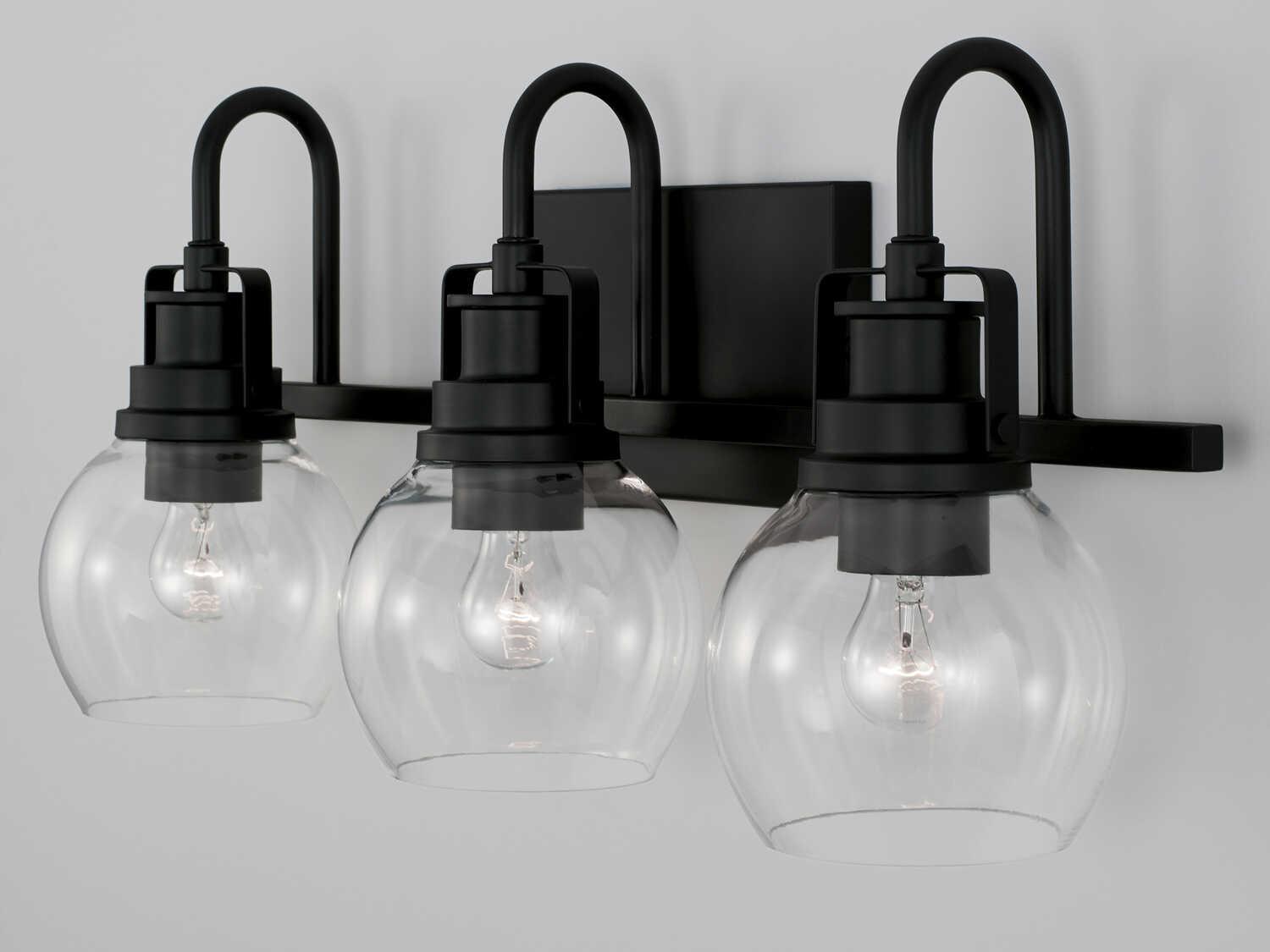 Capital Lighting Buxton 3-Light Matte Black Glass Vanity Light