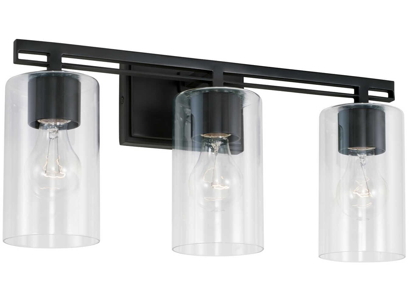 Capital Lighting Shelton 3-Light Matte Black Glass Vanity Light