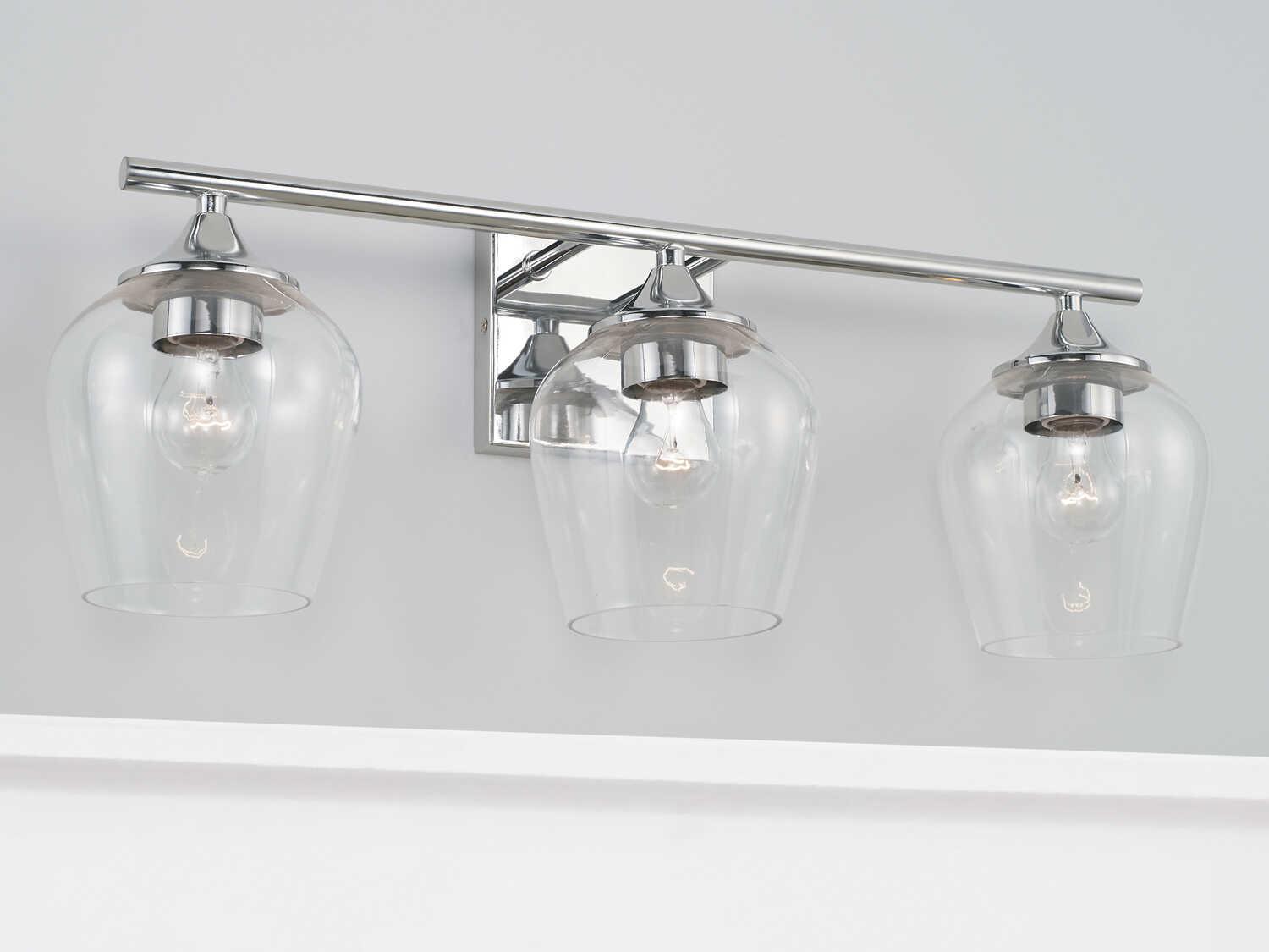 Capital Lighting Reece 3-Light Chrome Glass Vanity Light