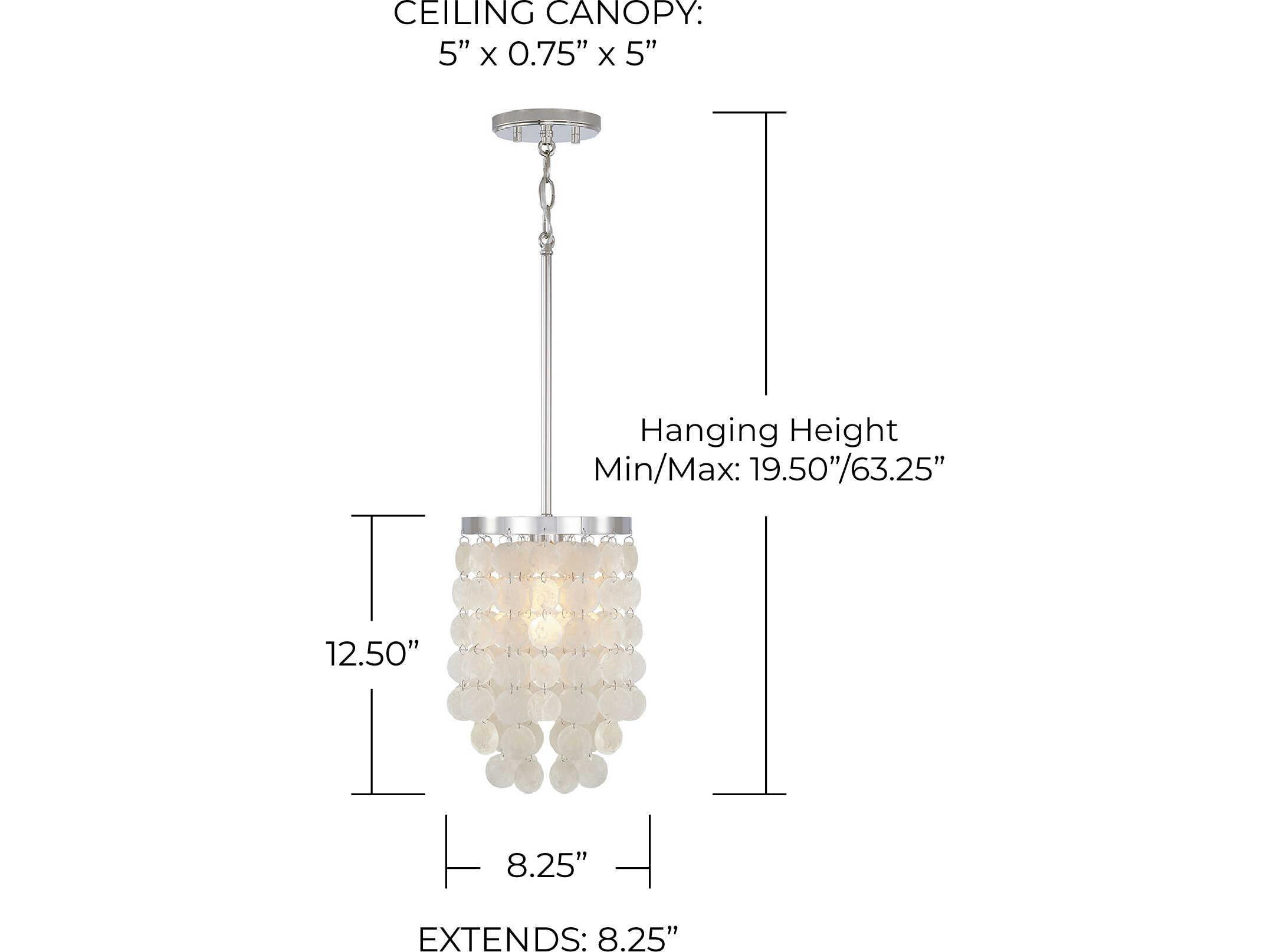 Capital Lighting Shelby 1-Light Polished Nickel White Mini Pendant