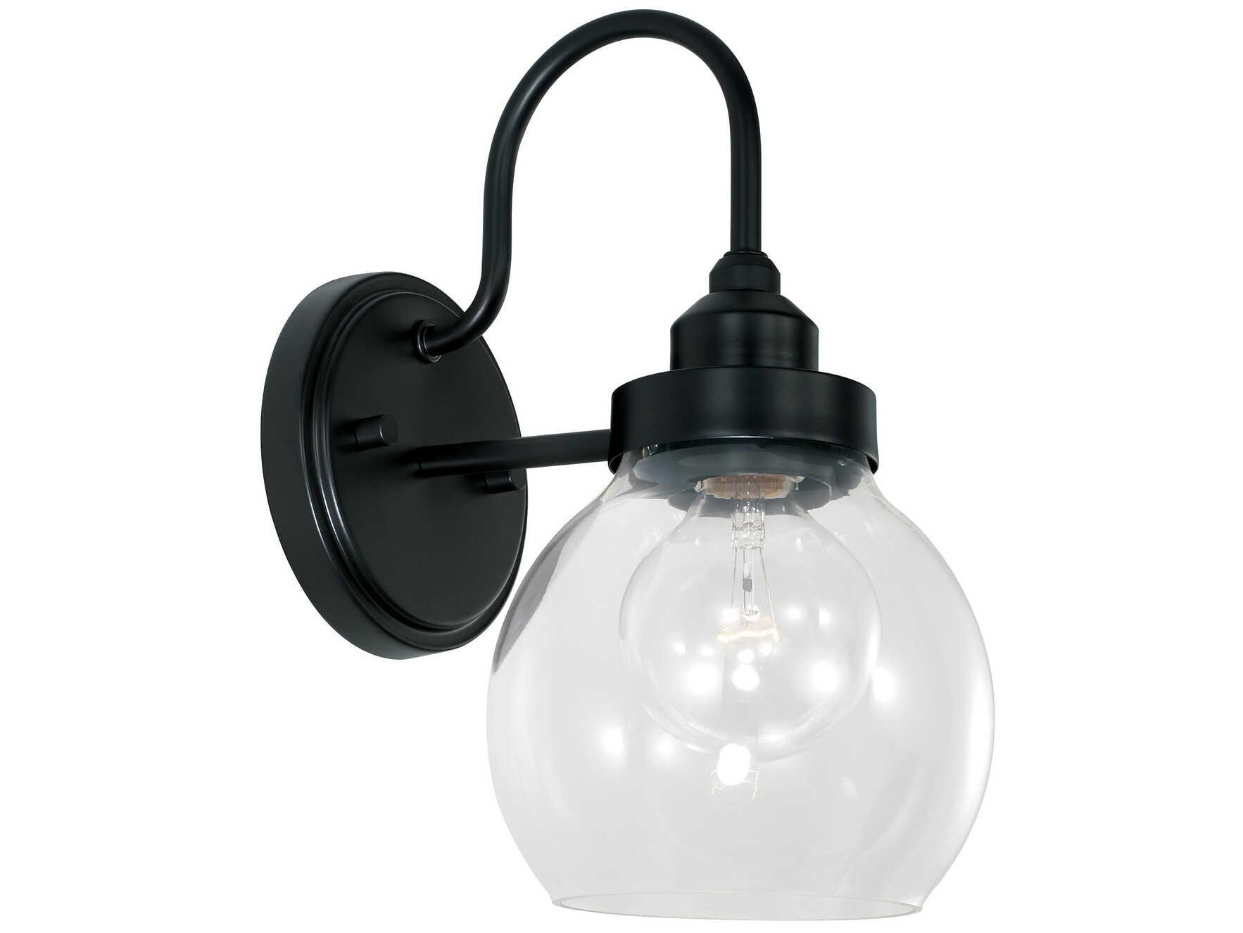 Capital Lighting Brecken 1-Light Matte Black Glass Wall Sconce