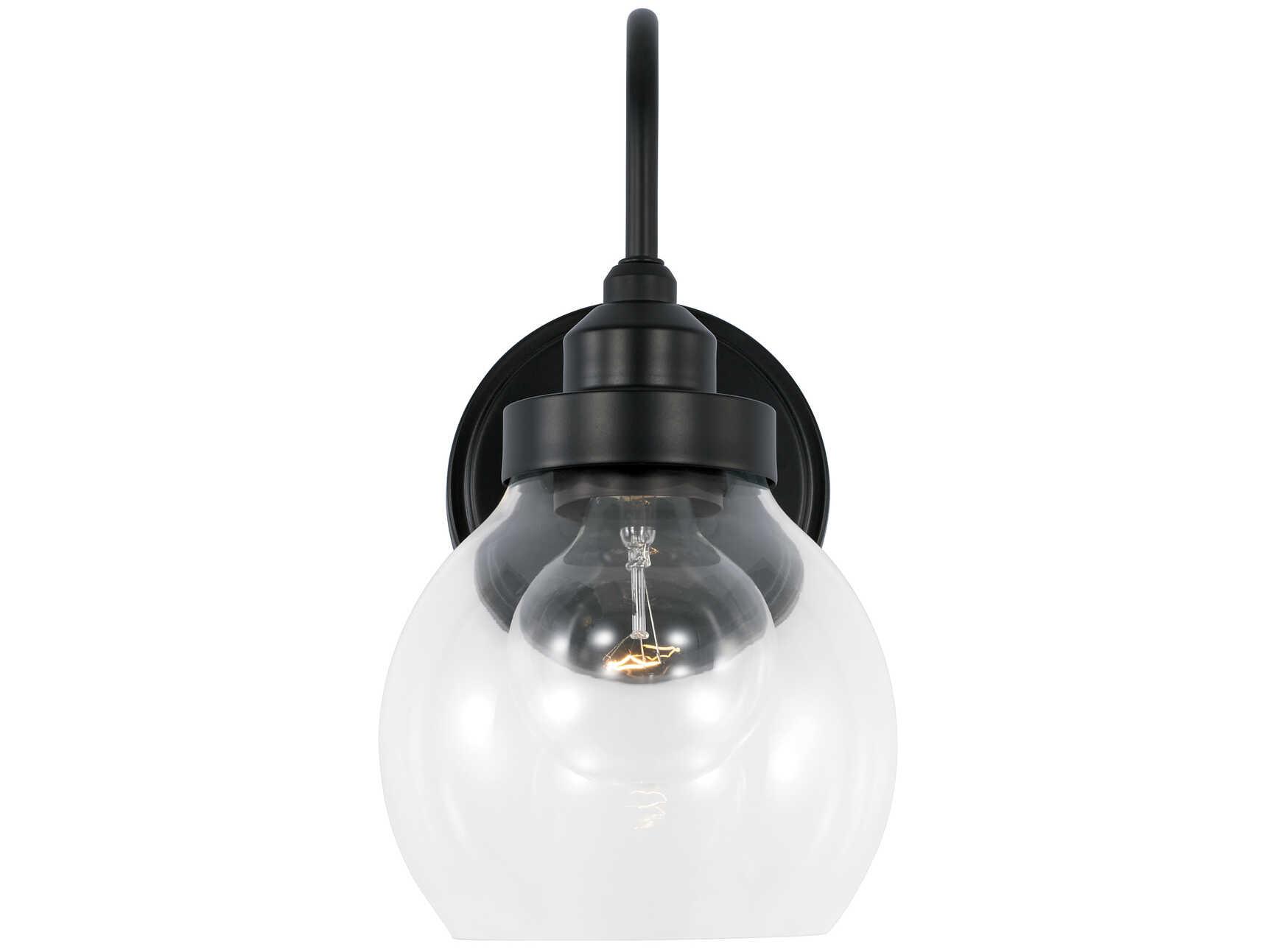 Capital Lighting Brecken 1-Light Matte Black Glass Wall Sconce