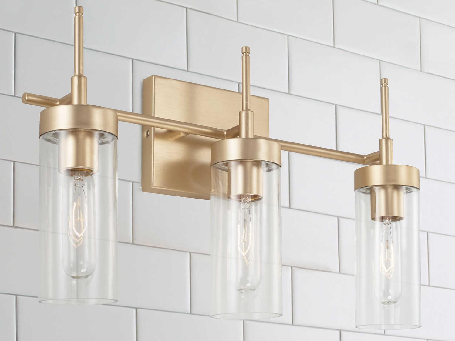 Capital Lighting Riley 3-Light Soft Gold Glass Vanity Light