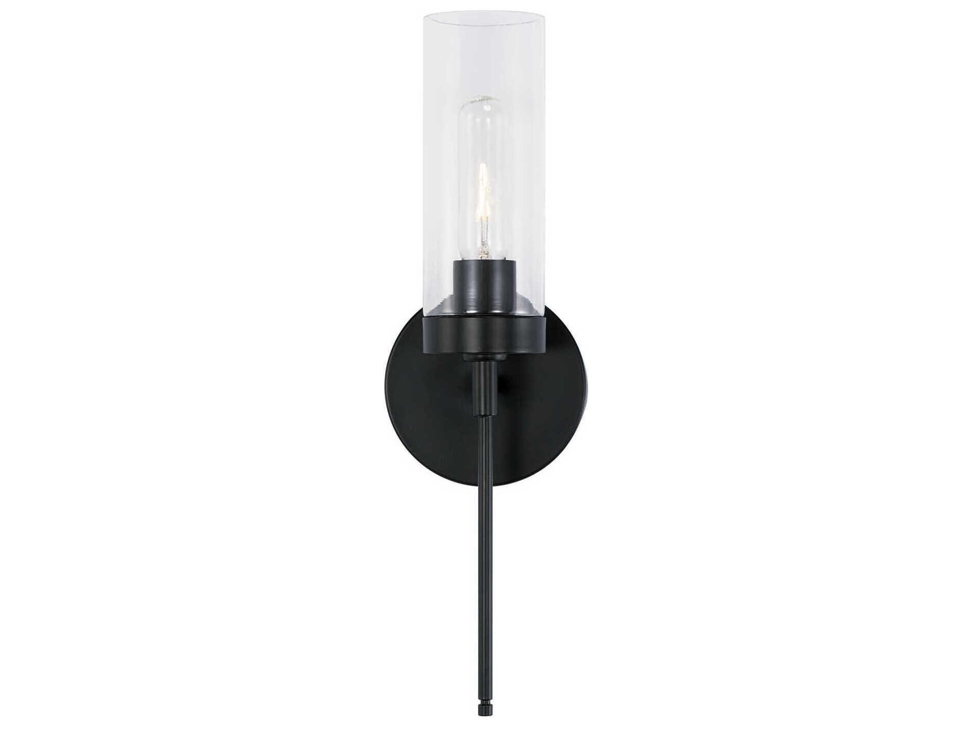 Capital Lighting Riley 1-Light Matte Black Glass Wall Sconce