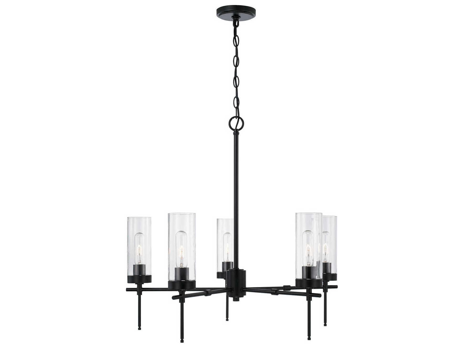 Capital Lighting Riley 5-Light Matte Black Glass Cylinder Chandelier