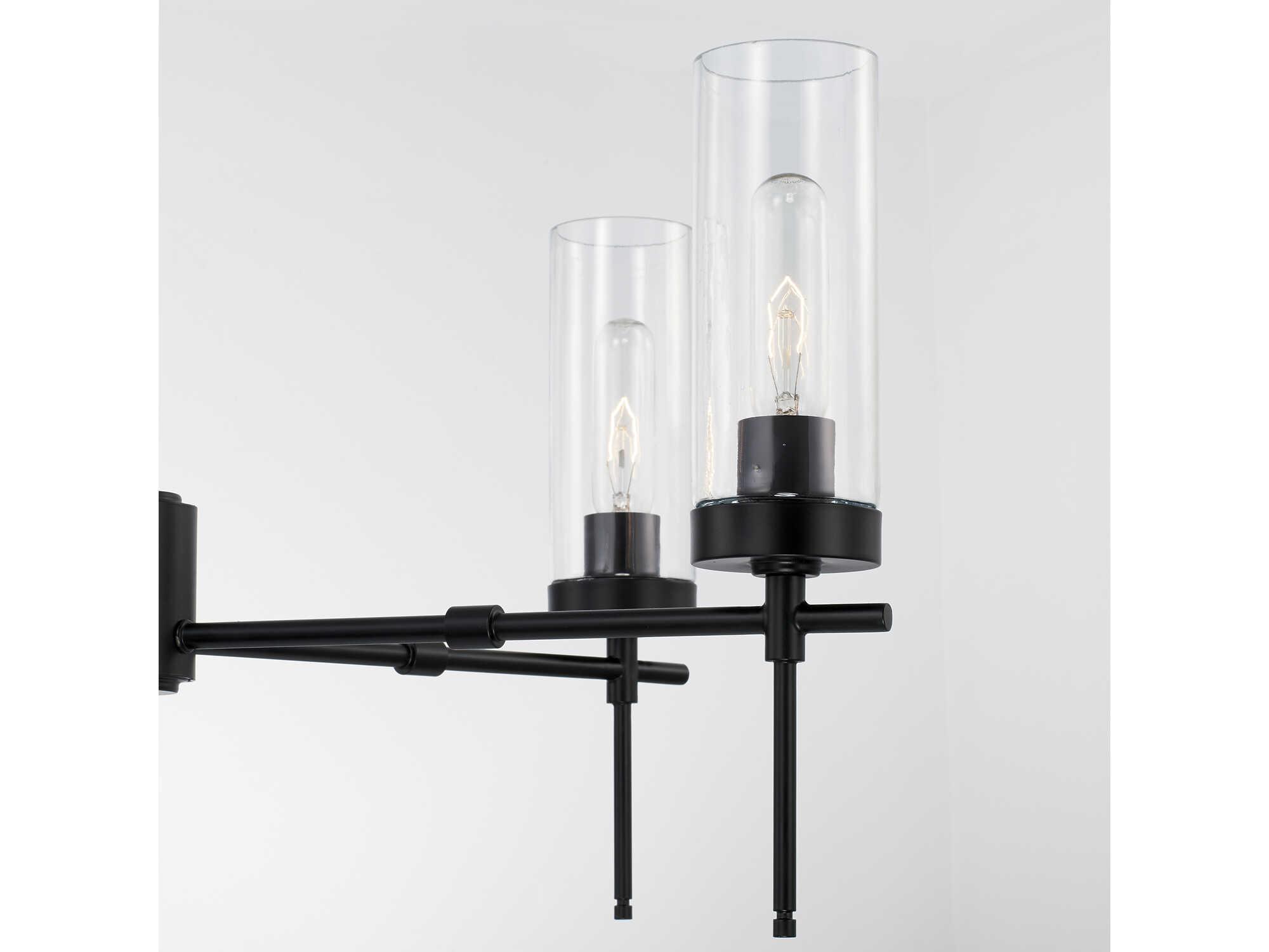 Capital Lighting Riley 5-Light Matte Black Glass Cylinder Chandelier