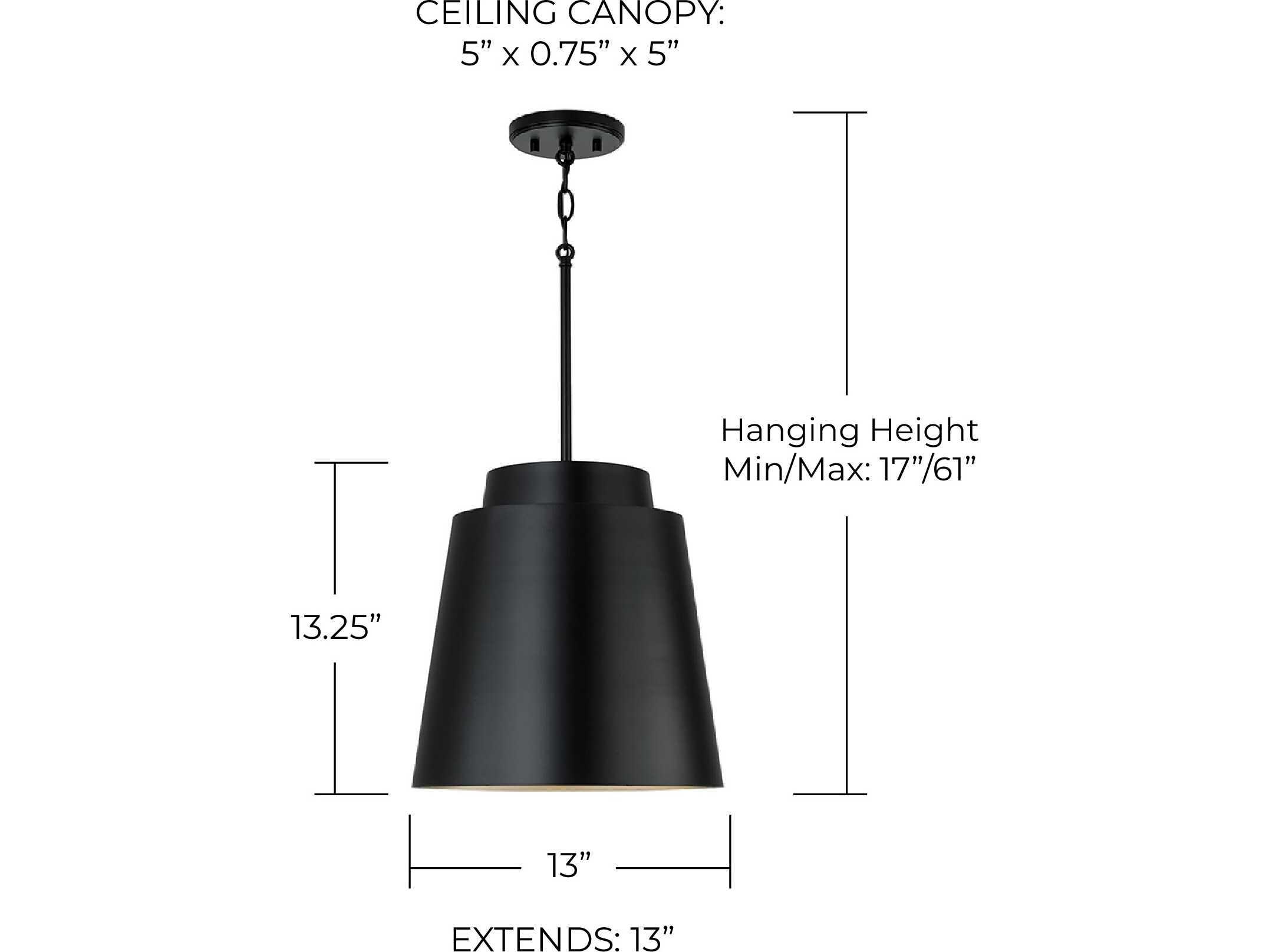 Capital Lighting Pratt 1-Light Matte Black Pendant
