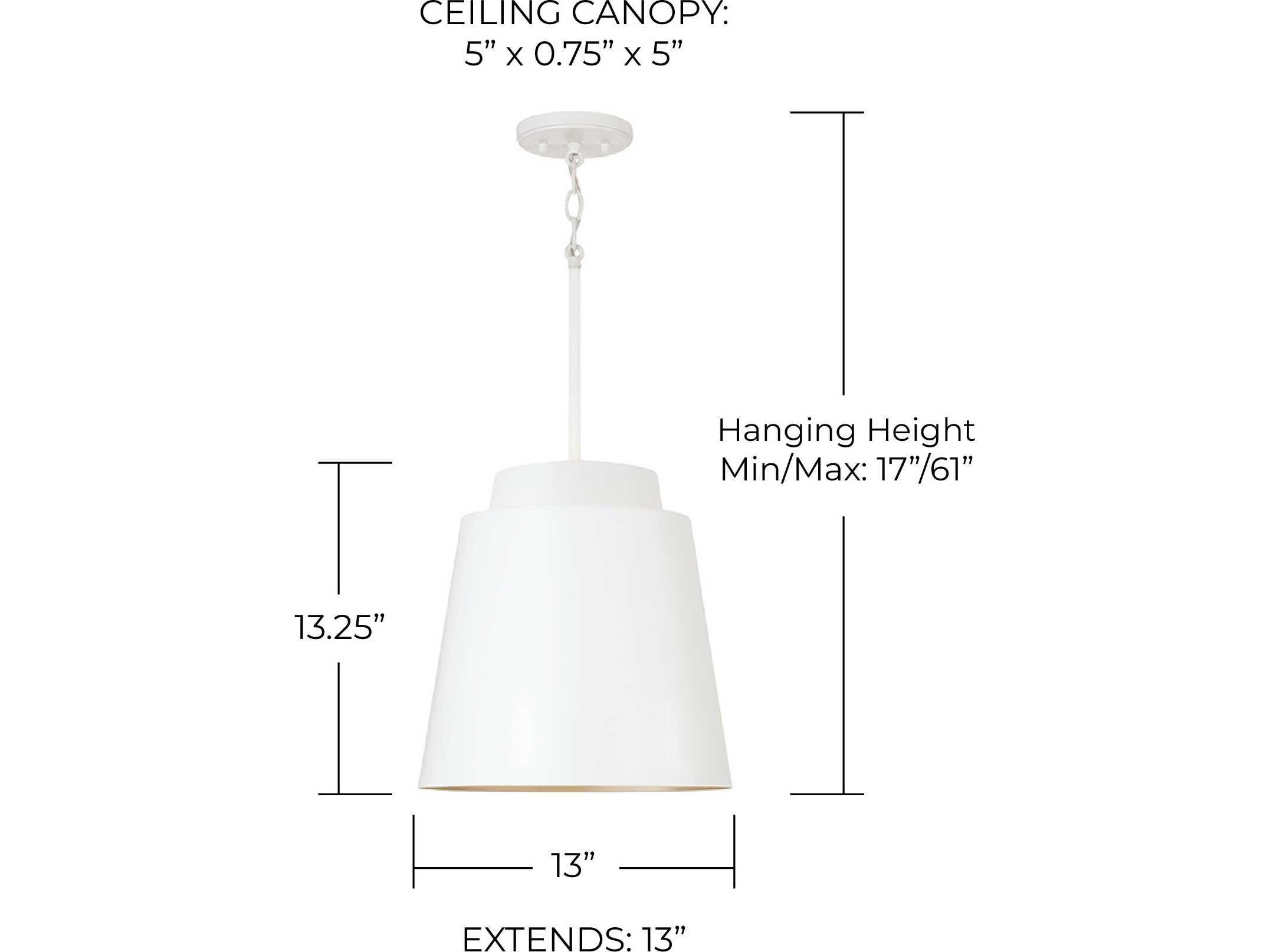 Capital Lighting Pratt 1-Light Matte White Pendant
