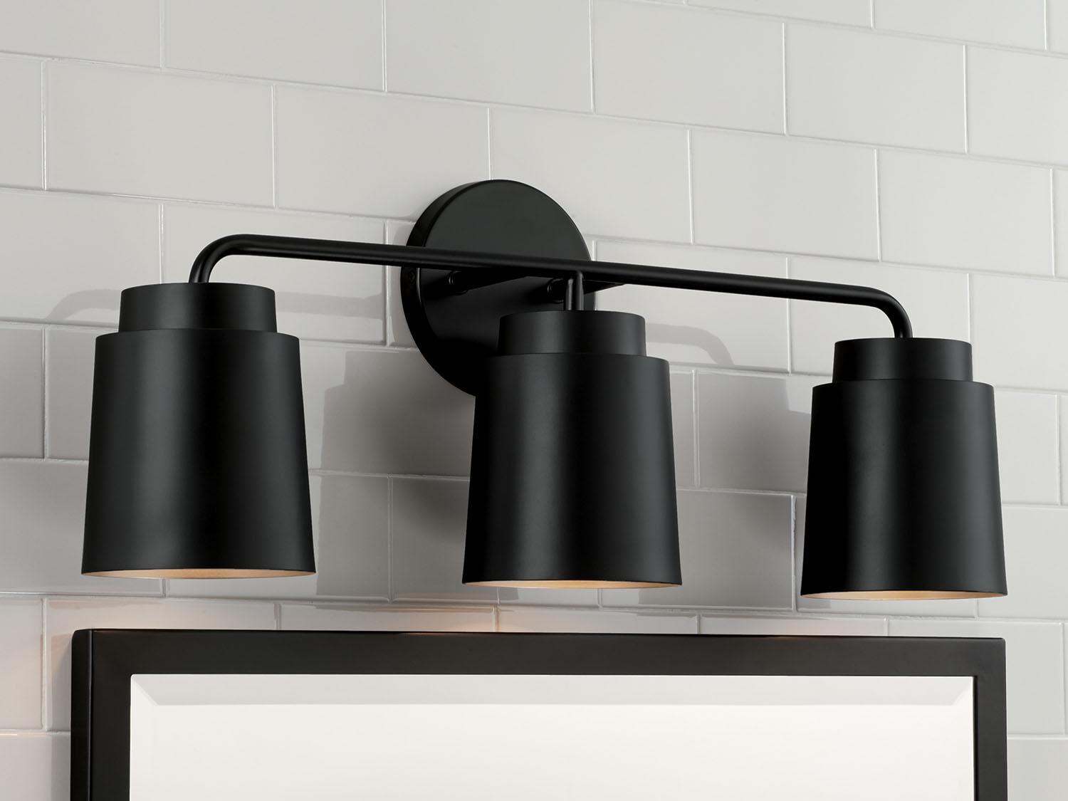 Capital Lighting Pratt 3-Light Matte Black Vanity Light