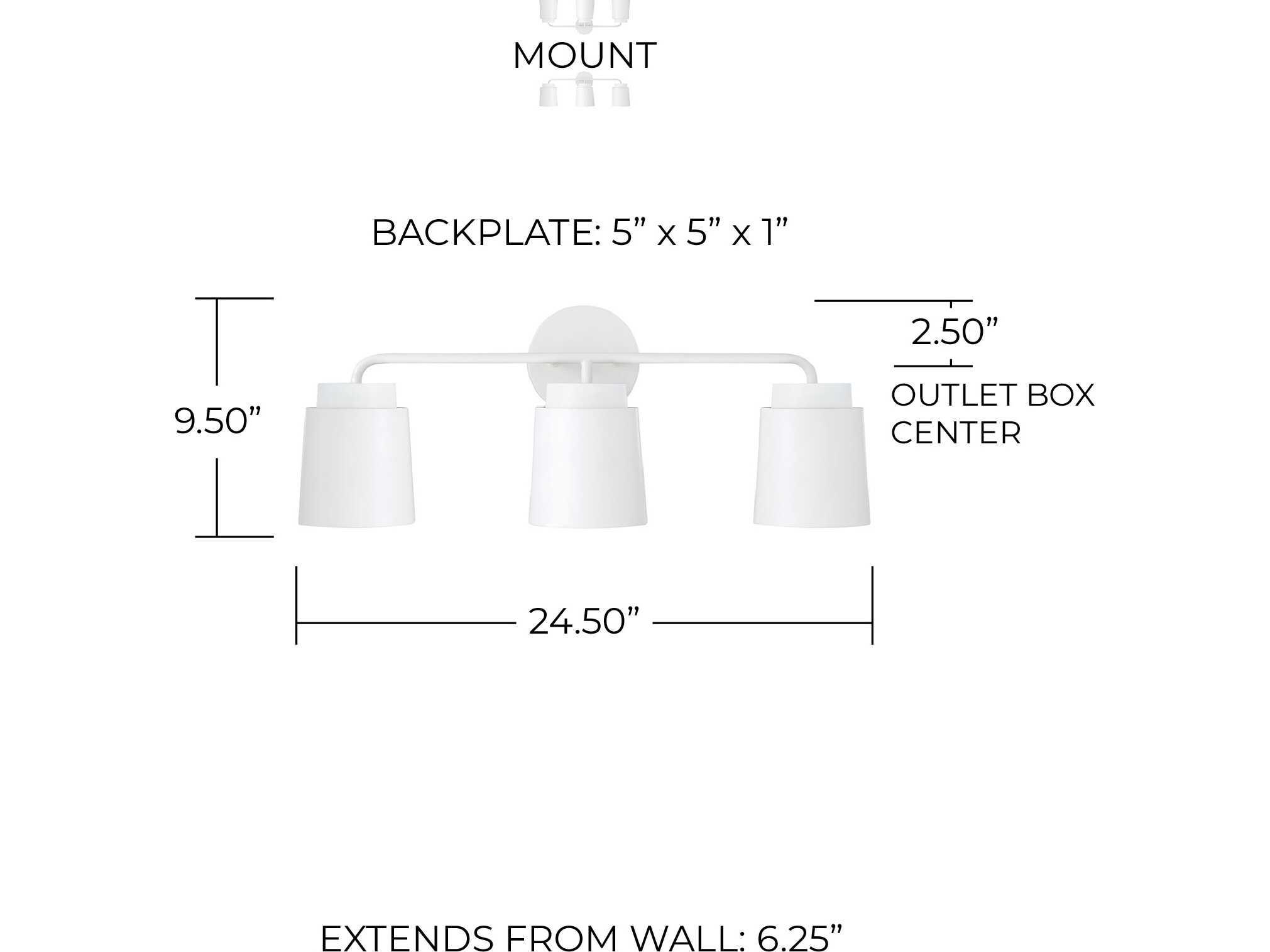 Capital Lighting Pratt 3-Light Matte White Vanity Light