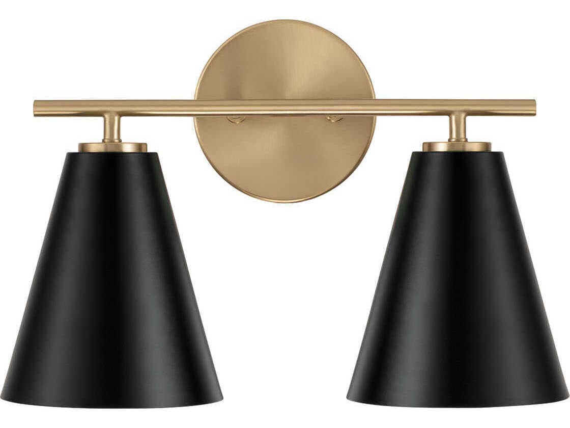 Capital Lighting Charlie 2-Light Matte Brass And Black Vanity Light