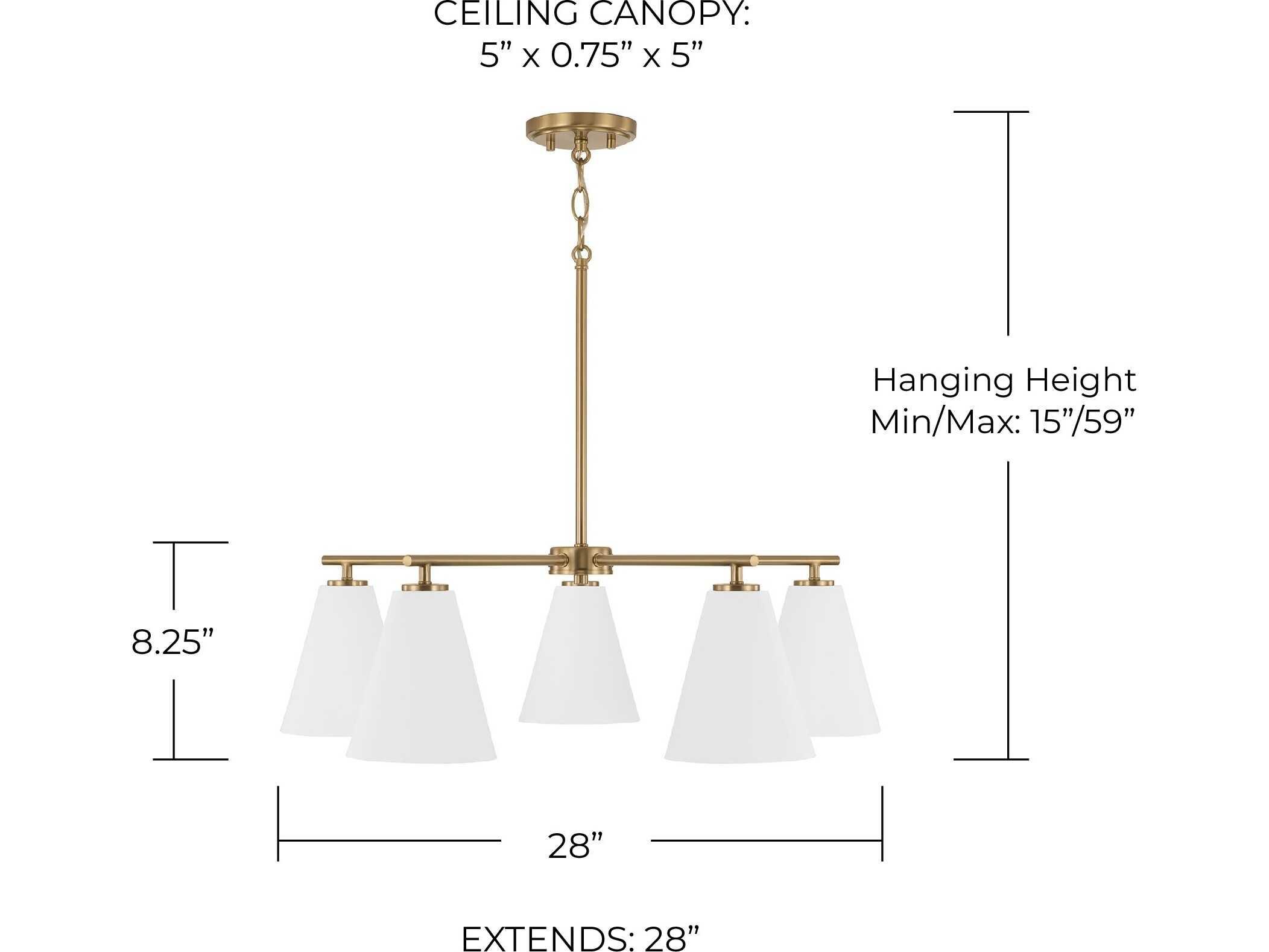 Capital Lighting Charlie 5-Light Matte Brass And White Chandelier