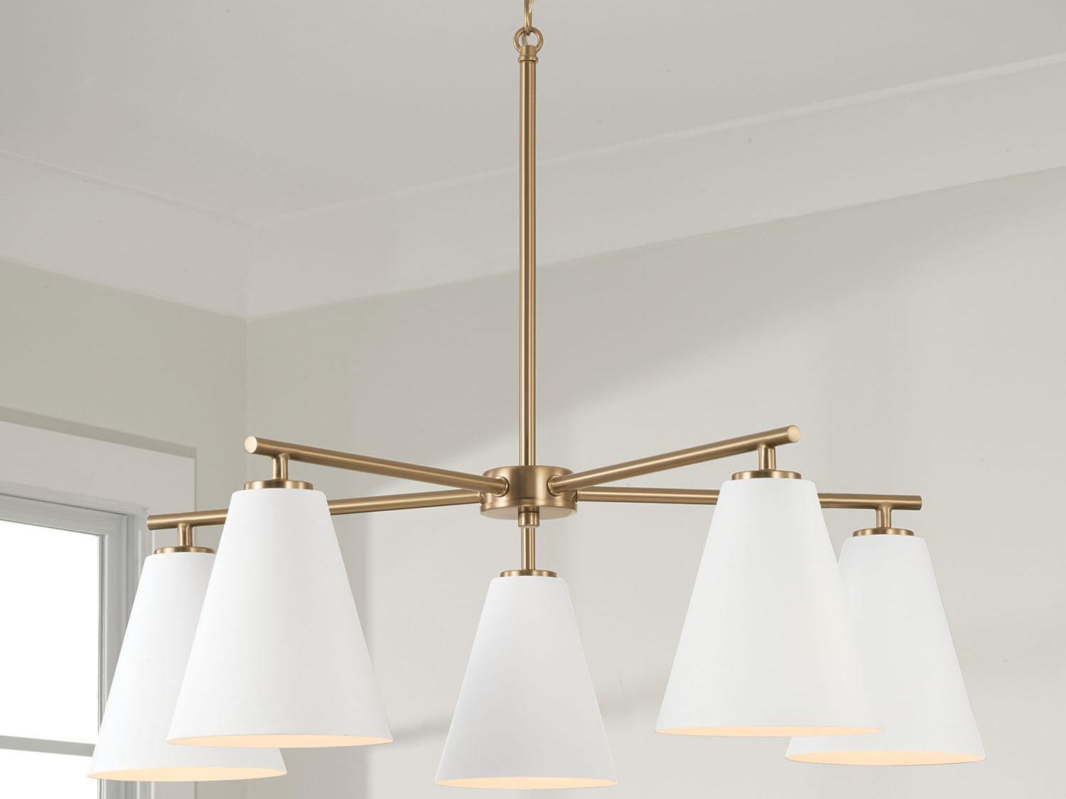 Capital Lighting Charlie 5-Light Matte Brass And White Chandelier