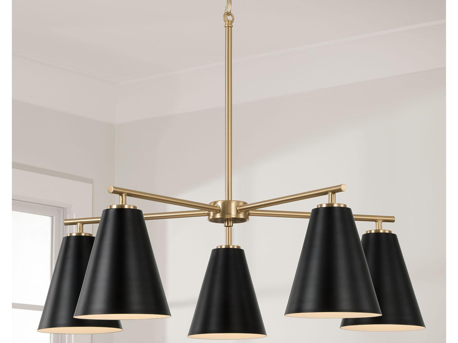 Capital Lighting Charlie 5-Light Matte Brass And Black Chandelier