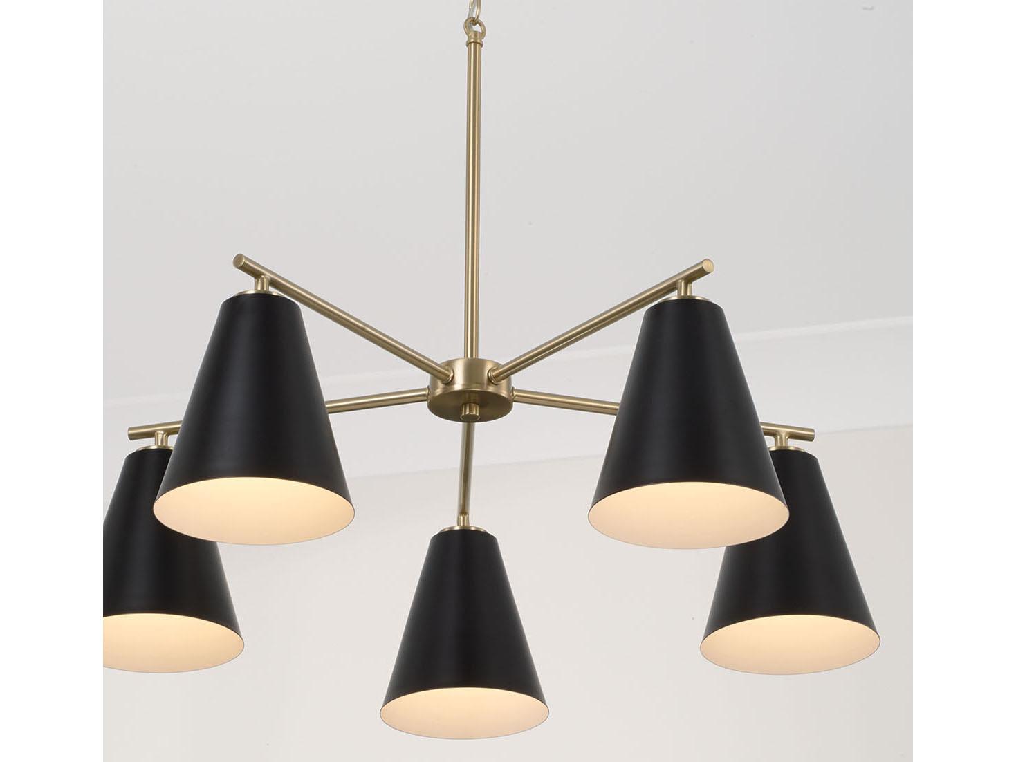 Capital Lighting Charlie 5-Light Matte Brass And Black Chandelier