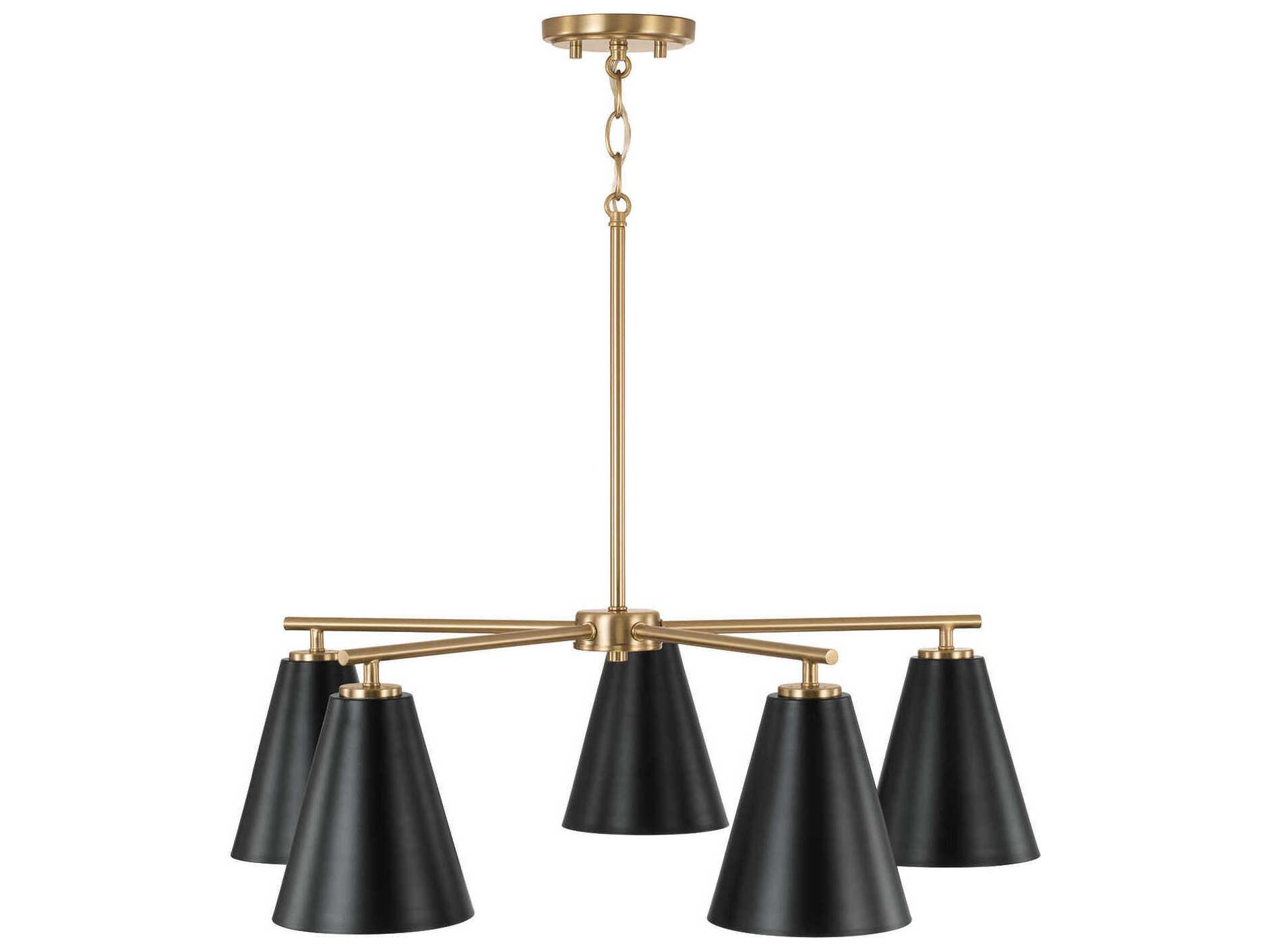 Capital Lighting Charlie 5-Light Matte Brass And Black Chandelier