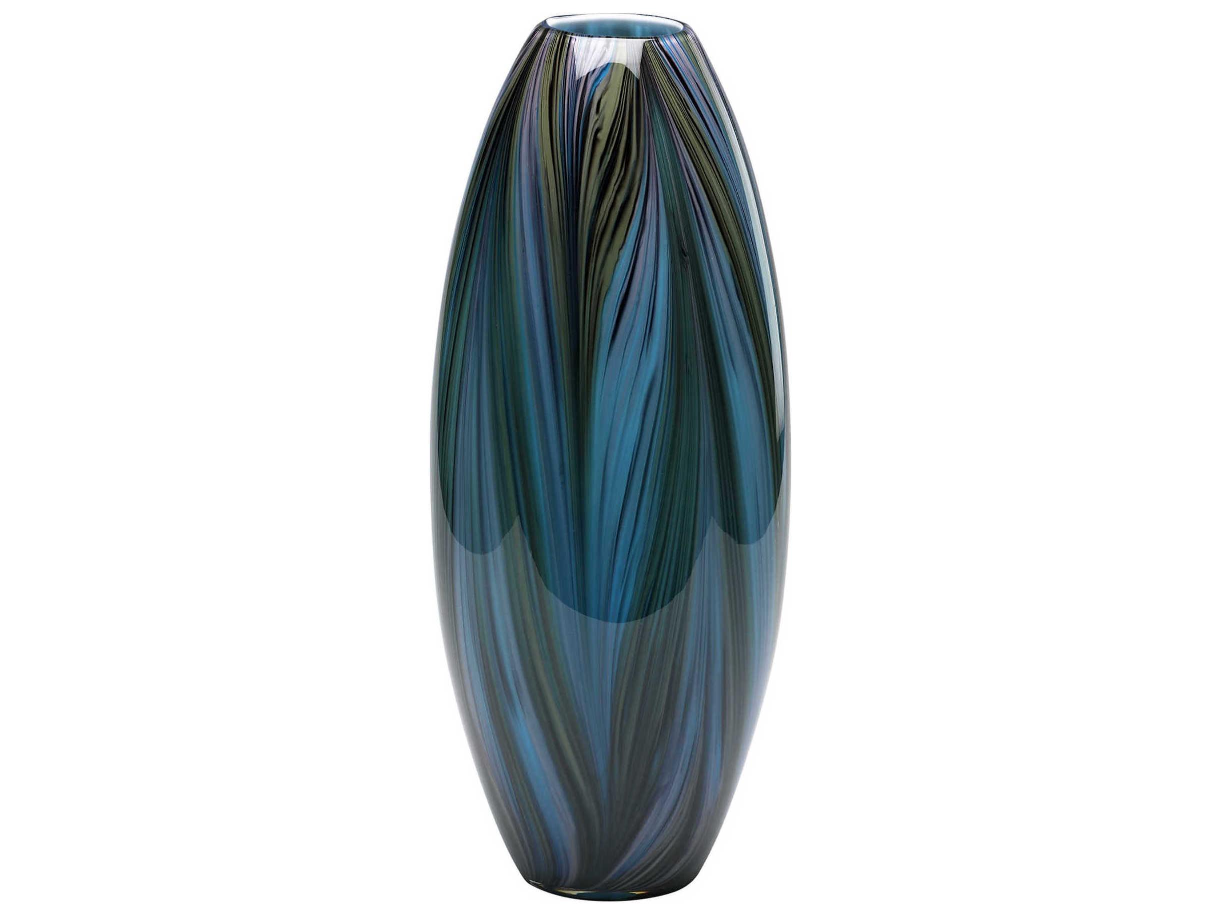 Cyan Design Multi Colored Blue Peacock Feather Vase