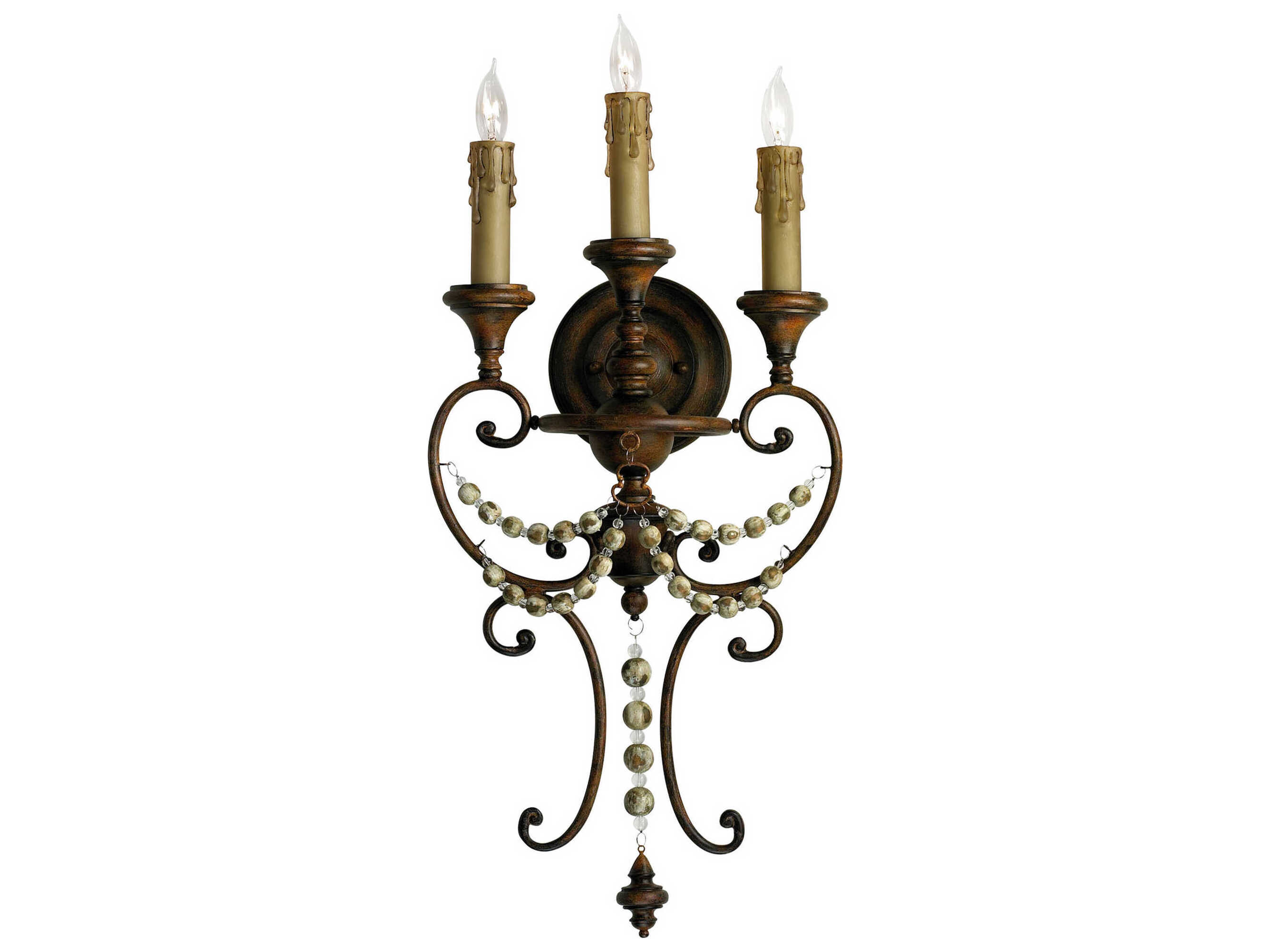 Cyan Design Meriel 3-Light Antiqued Sienna Brown Traditional Wall Sconce