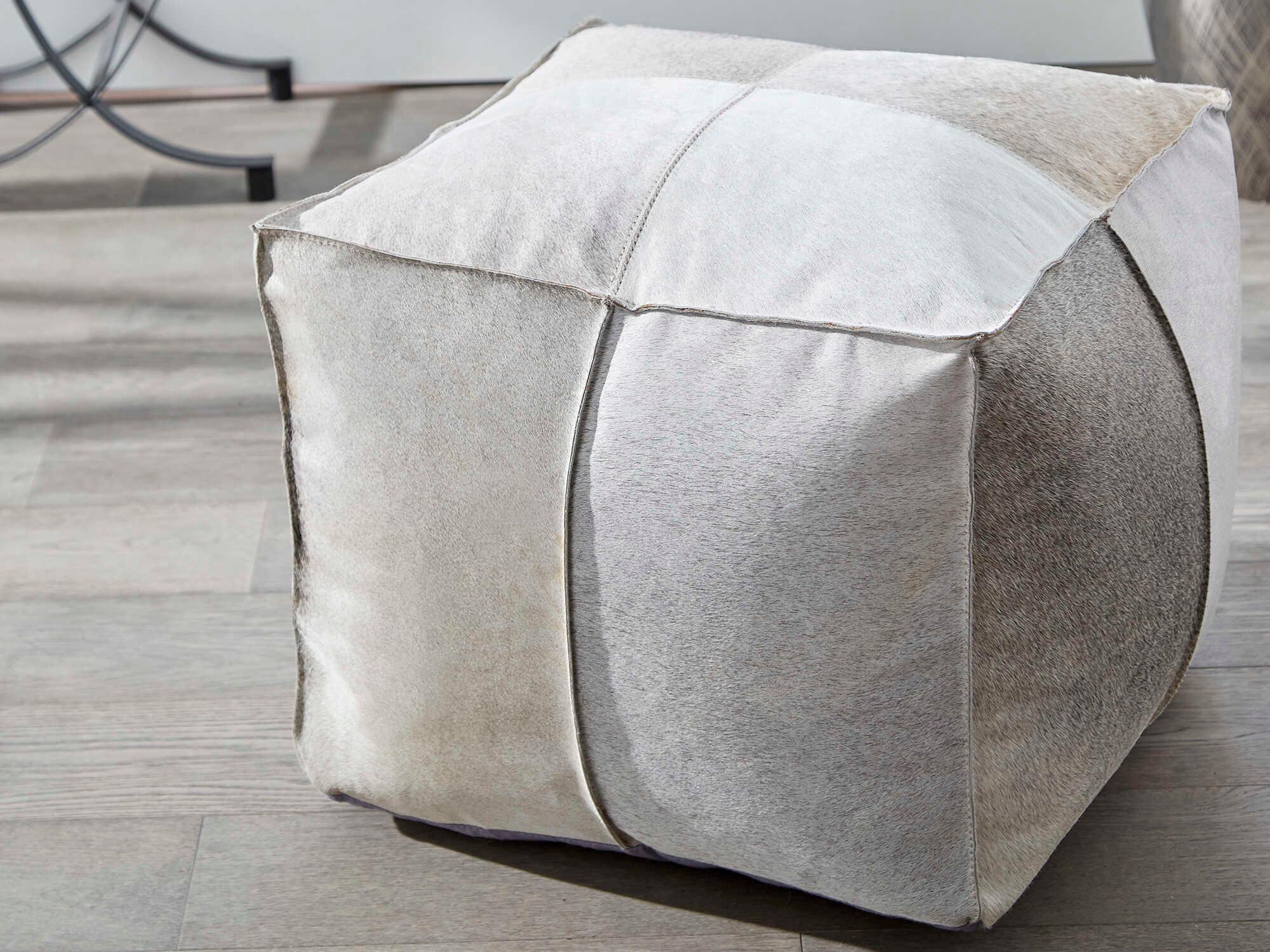 Cyan Design Brixton Gray Leather Ottoman