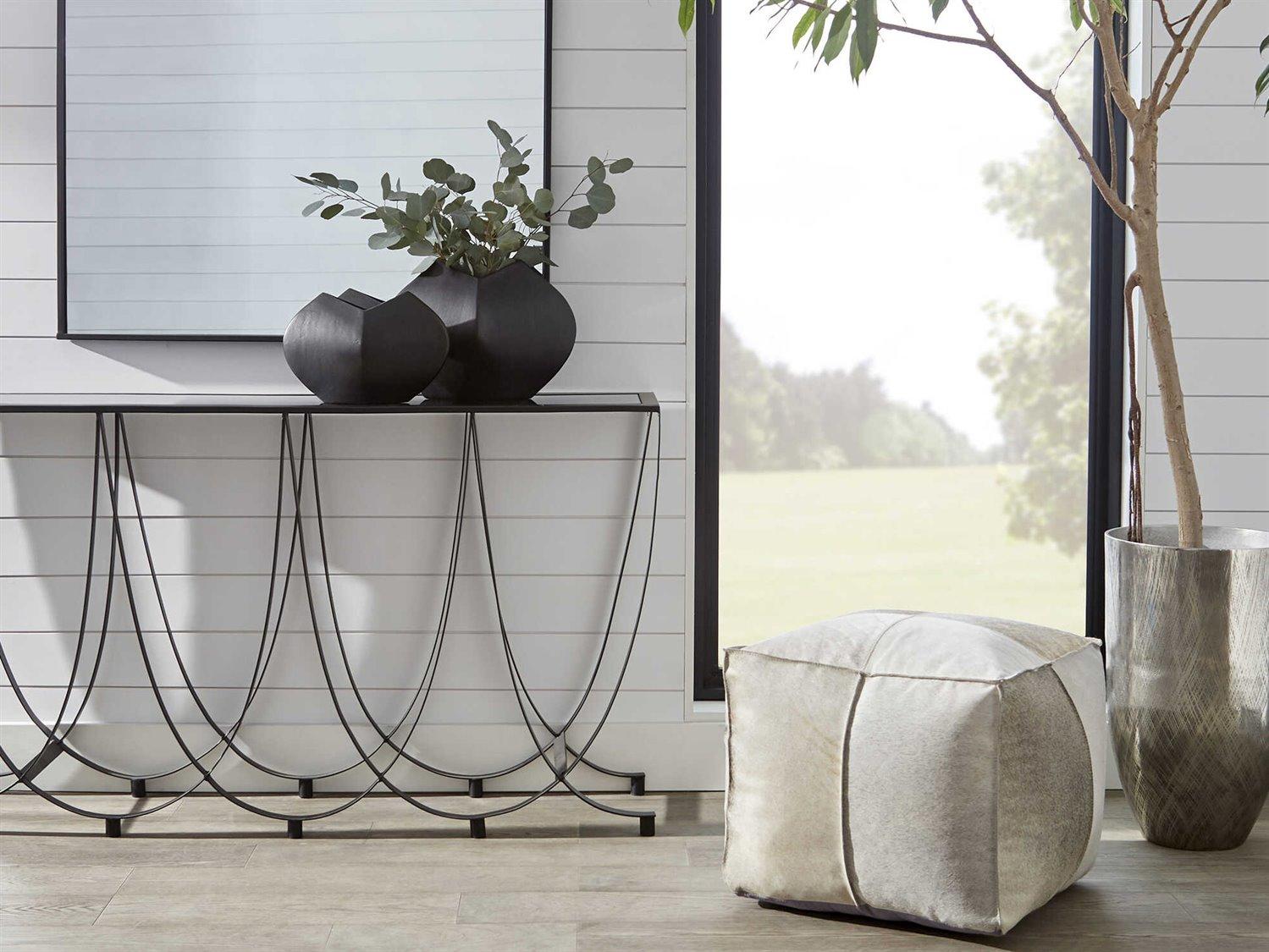 Cyan Design Brixton Gray Leather Ottoman