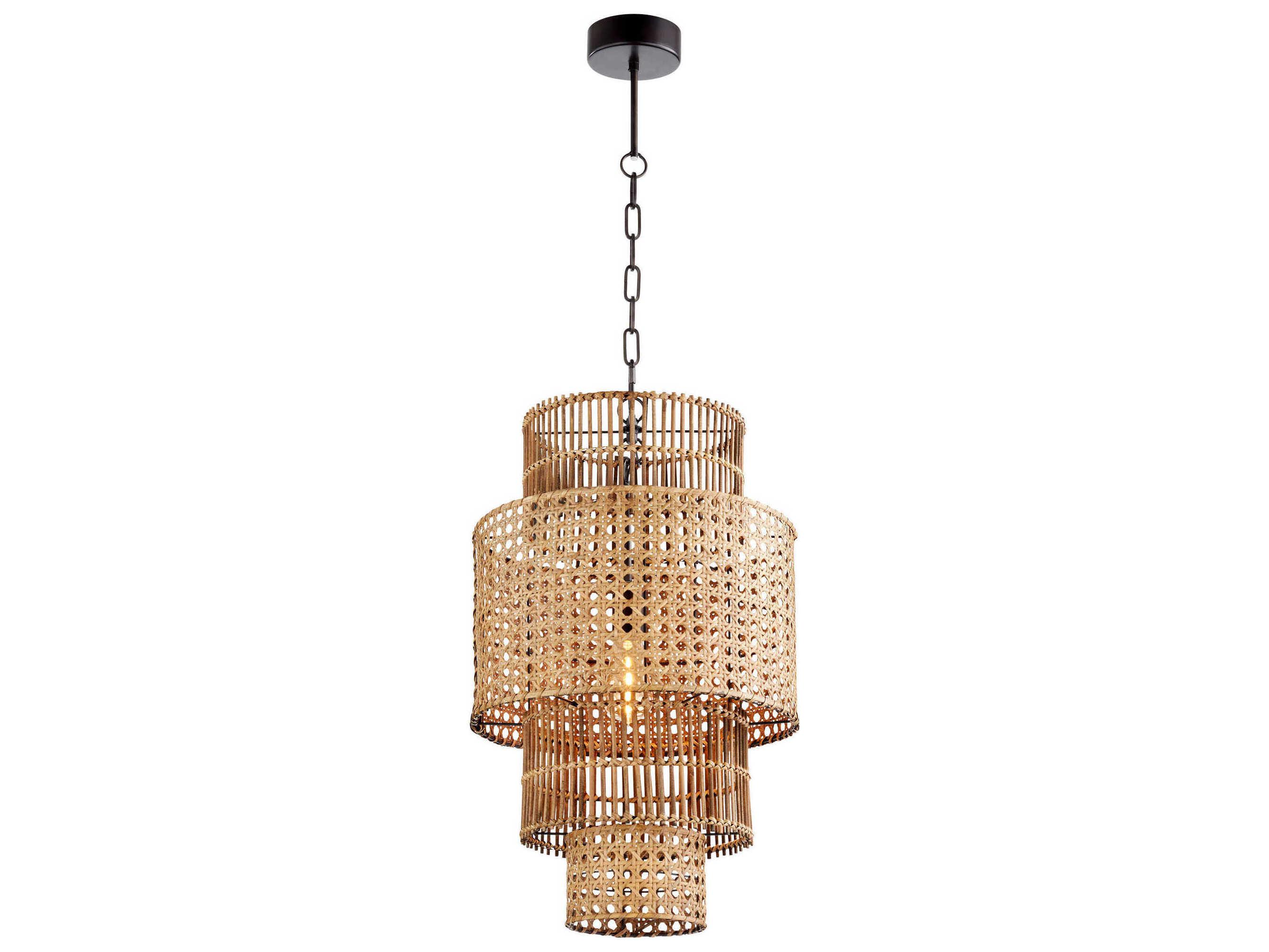 Cyan Design Wickham 1-Light Rattan Brown Cylinder Pendant