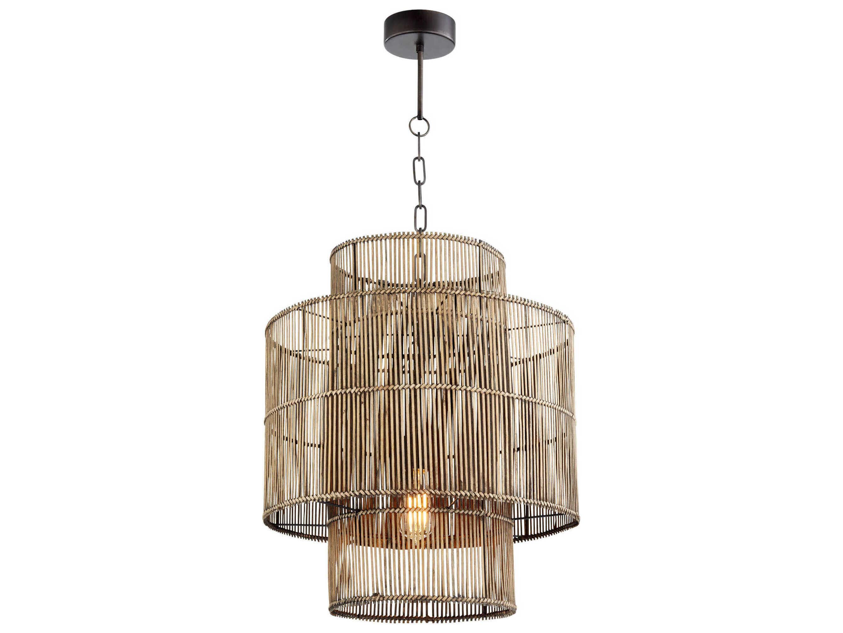 Cyan Design Hammond 1-Light Rattan Wood Cylinder Pendant