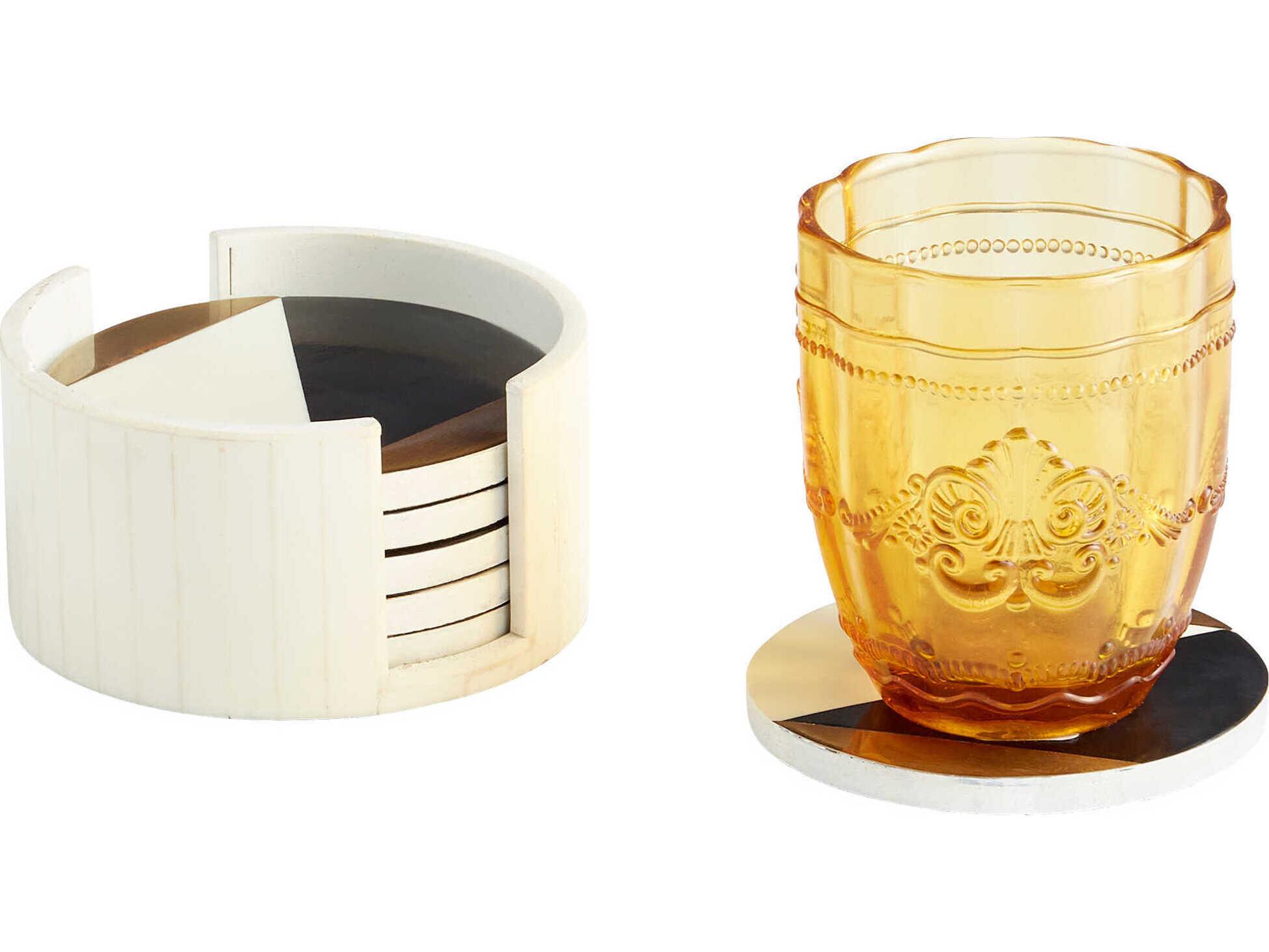 Cyan Design Black Gold White Modametric Coasters