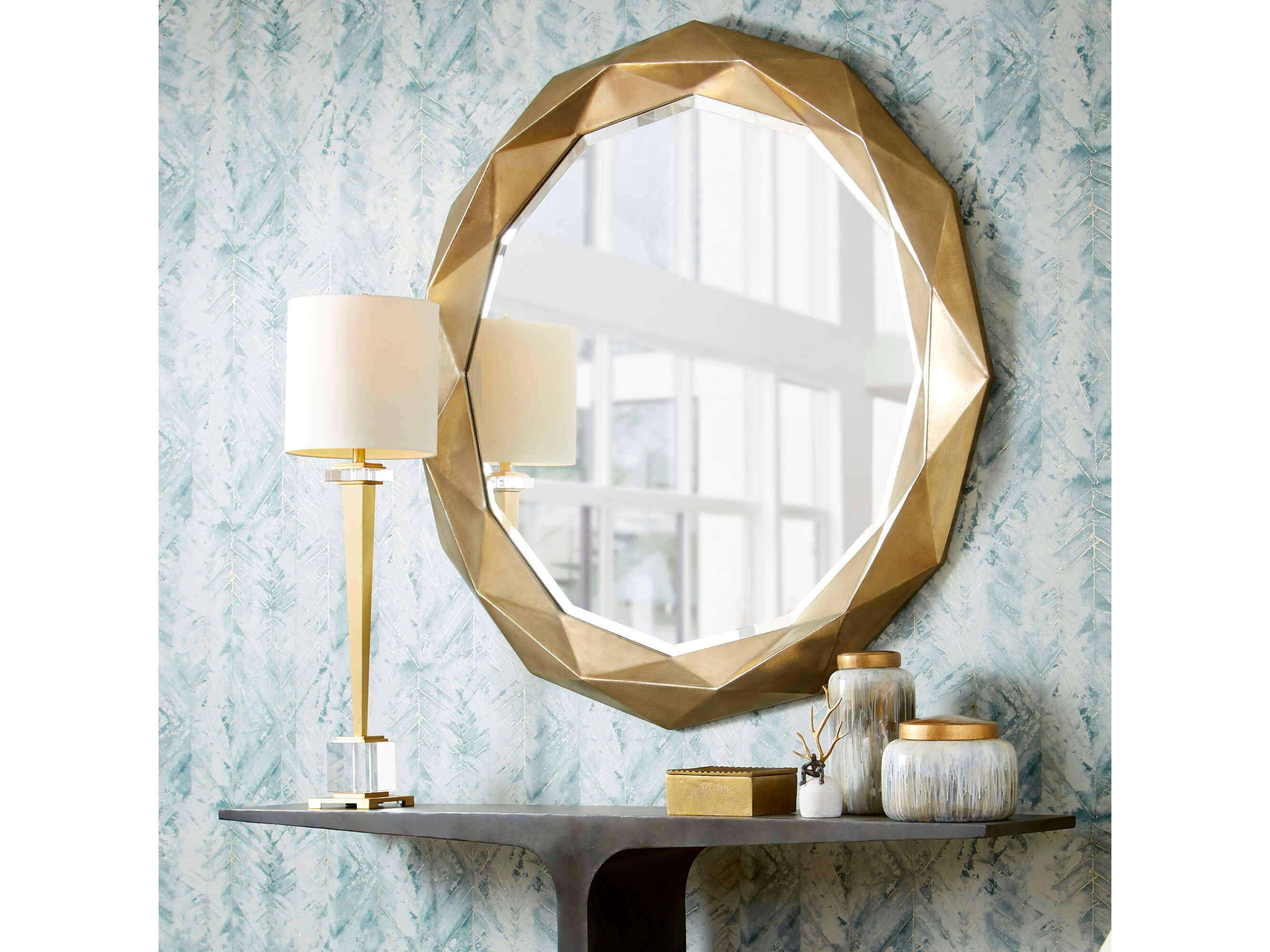 Cyan Design Statuette Brass Off White Linen Shade And Liner Crystal Buffet Lamp