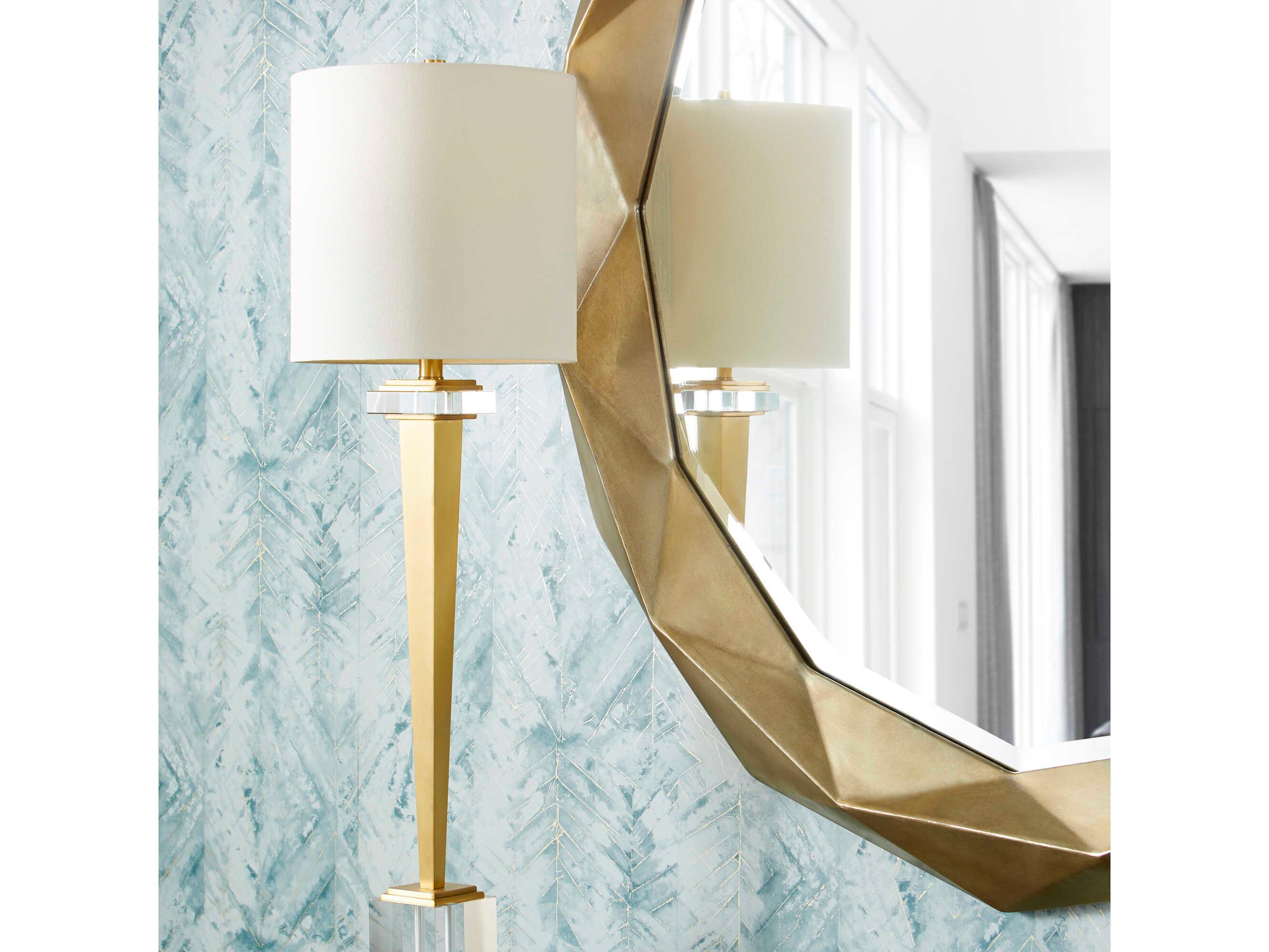 Cyan Design Statuette Brass Off White Linen Shade And Liner Crystal Buffet Lamp