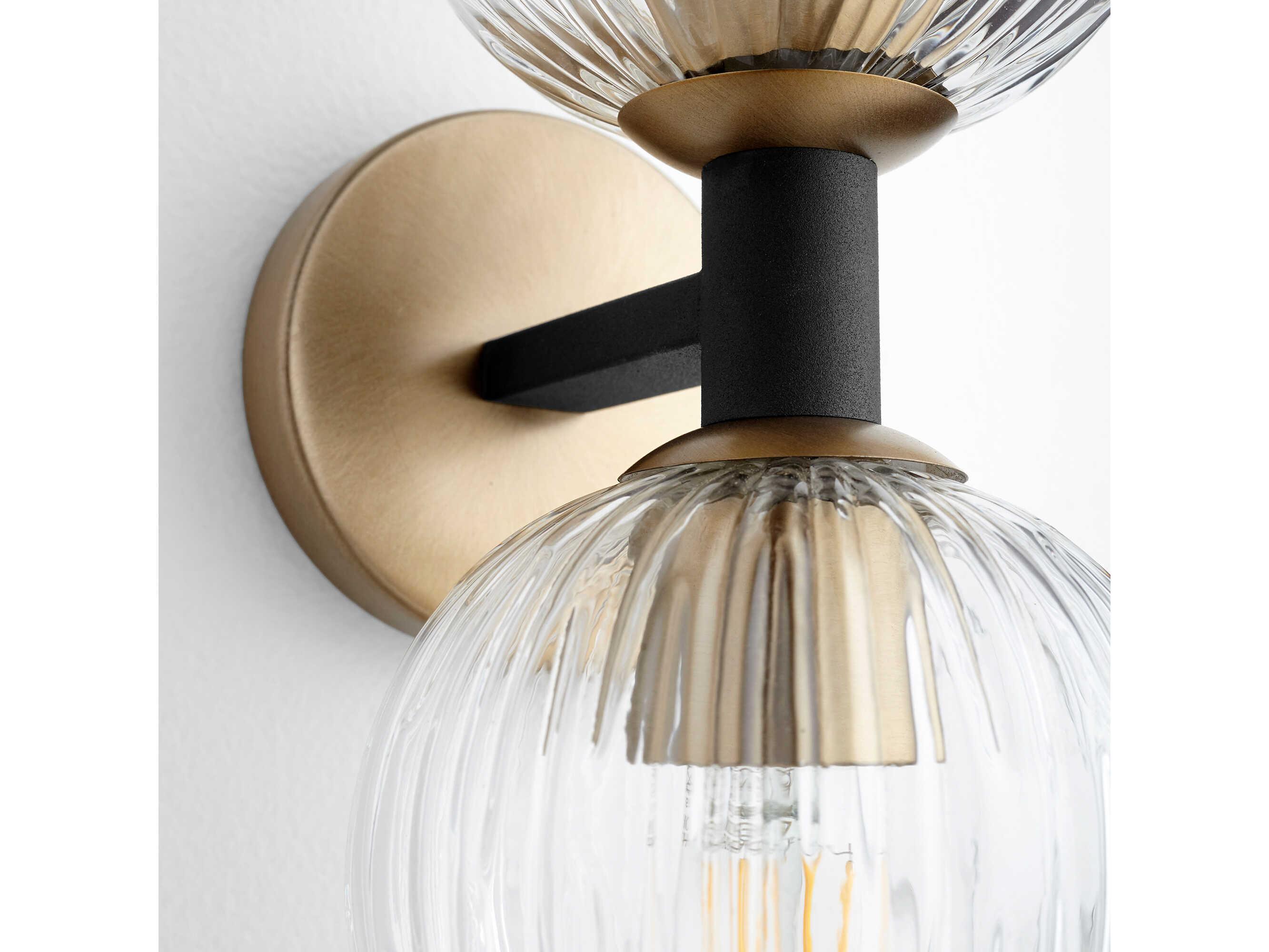 Cyan Design 2-Light Noir Aged Brass Black Glass Wall Sconce