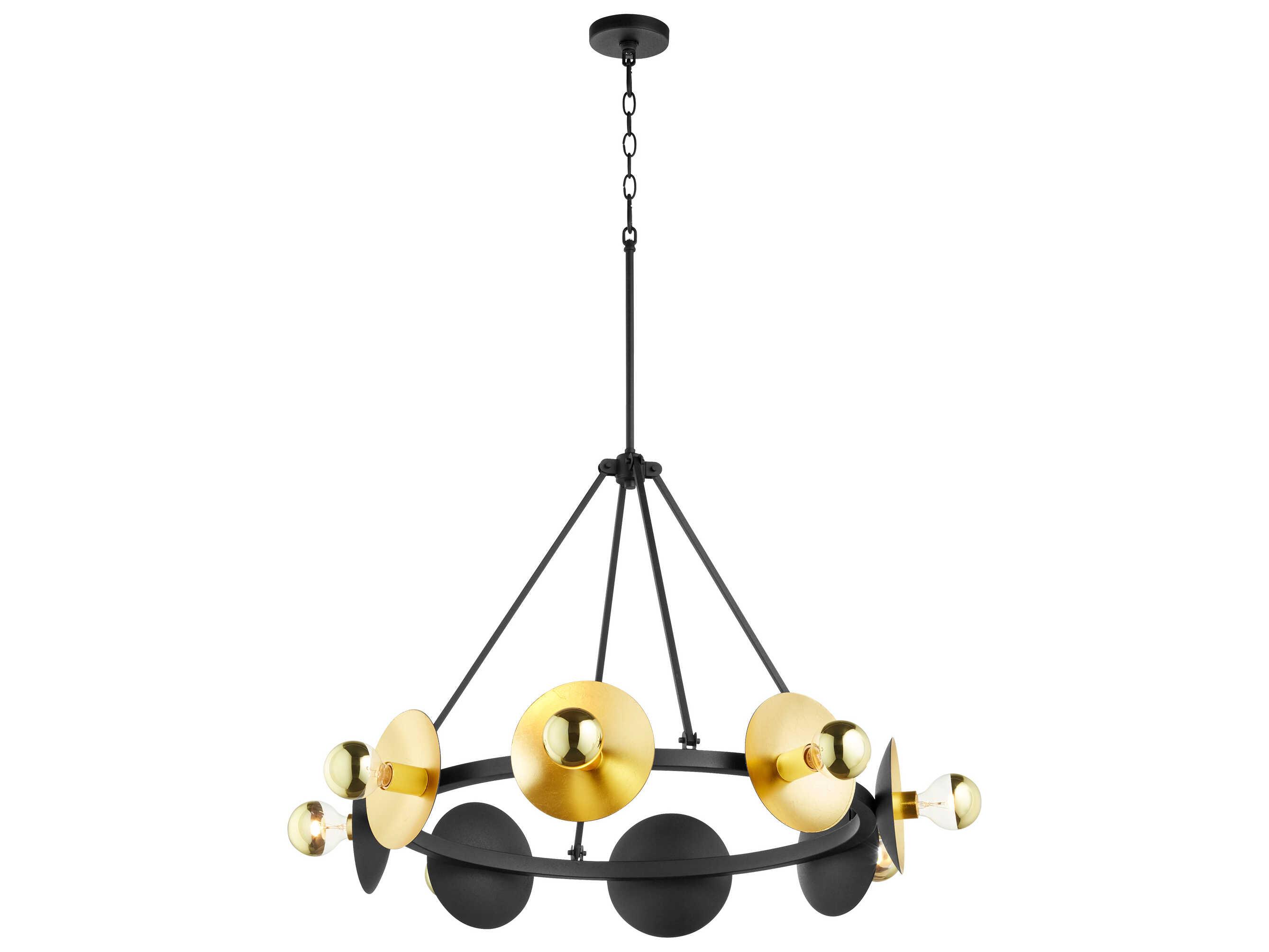 Cyan Design 8-Light Noir Gold Leaf Black Chandelier