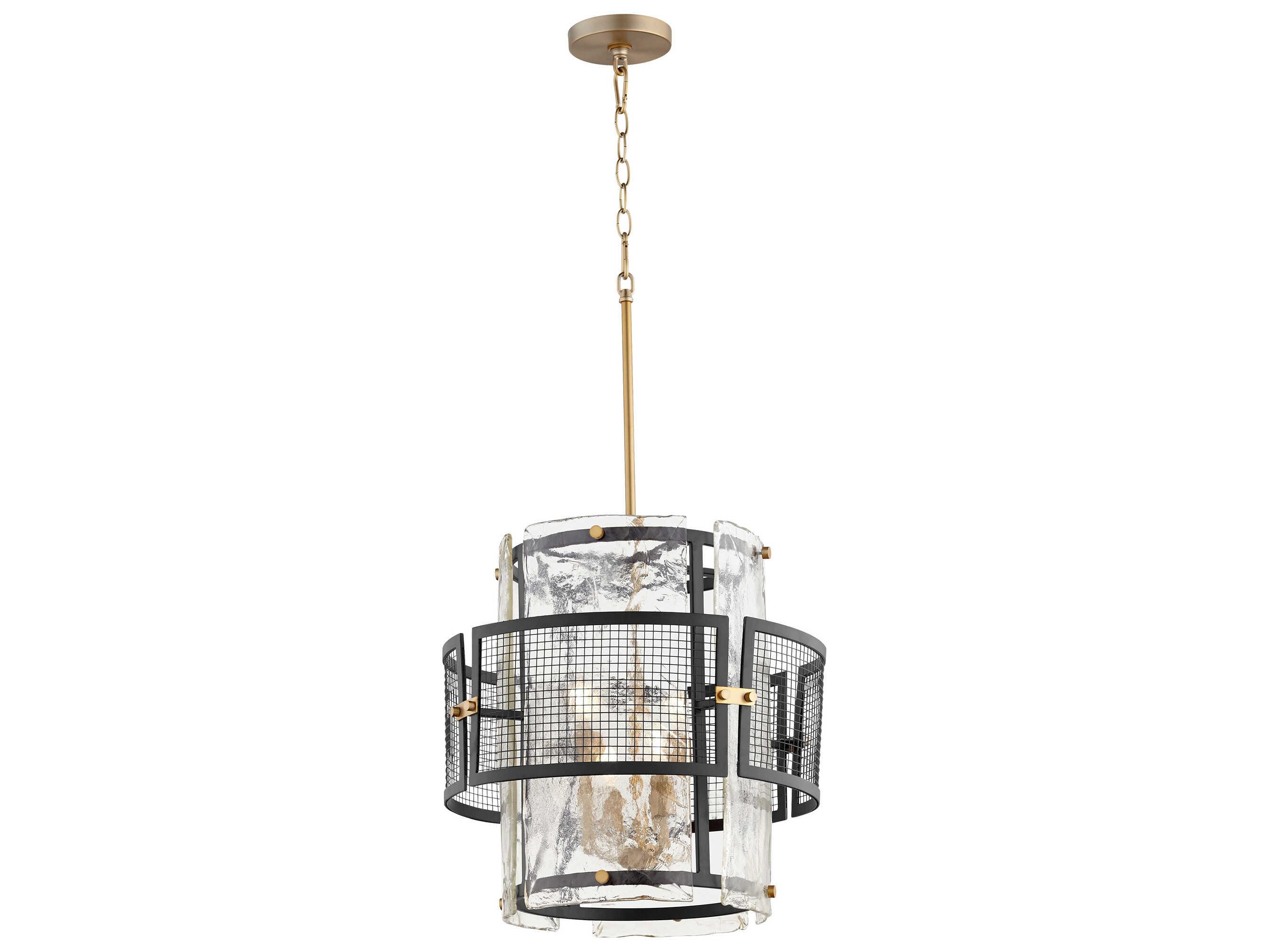 Cyan Design 4-Light Noir Aged Brass Black Glass Candelabra Chandelier