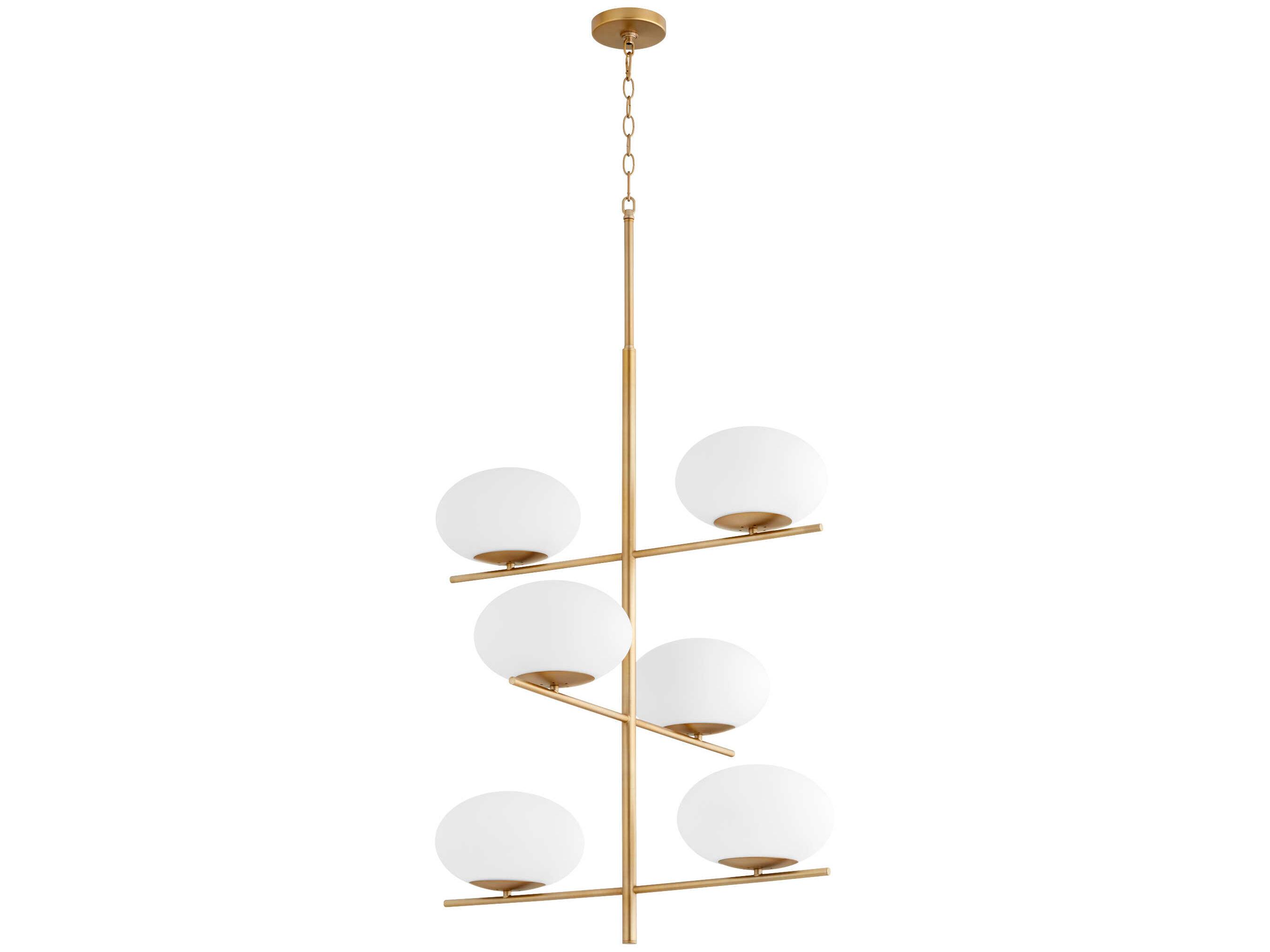 Cyan Design 6-Light Aged Brass Glass Candelabra Globe Tiered Chandelier