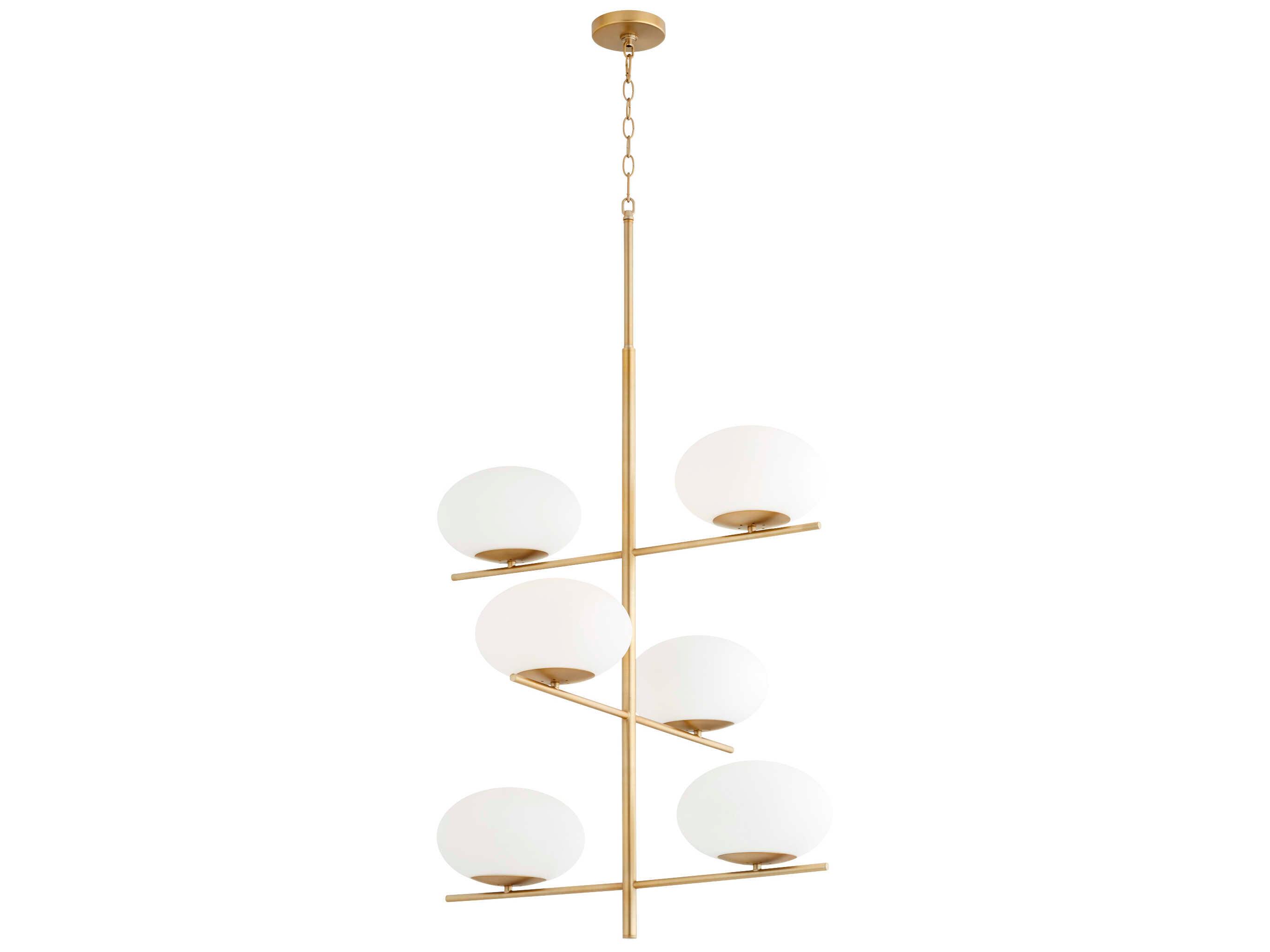 Cyan Design 6-Light Aged Brass Glass Candelabra Globe Tiered Chandelier