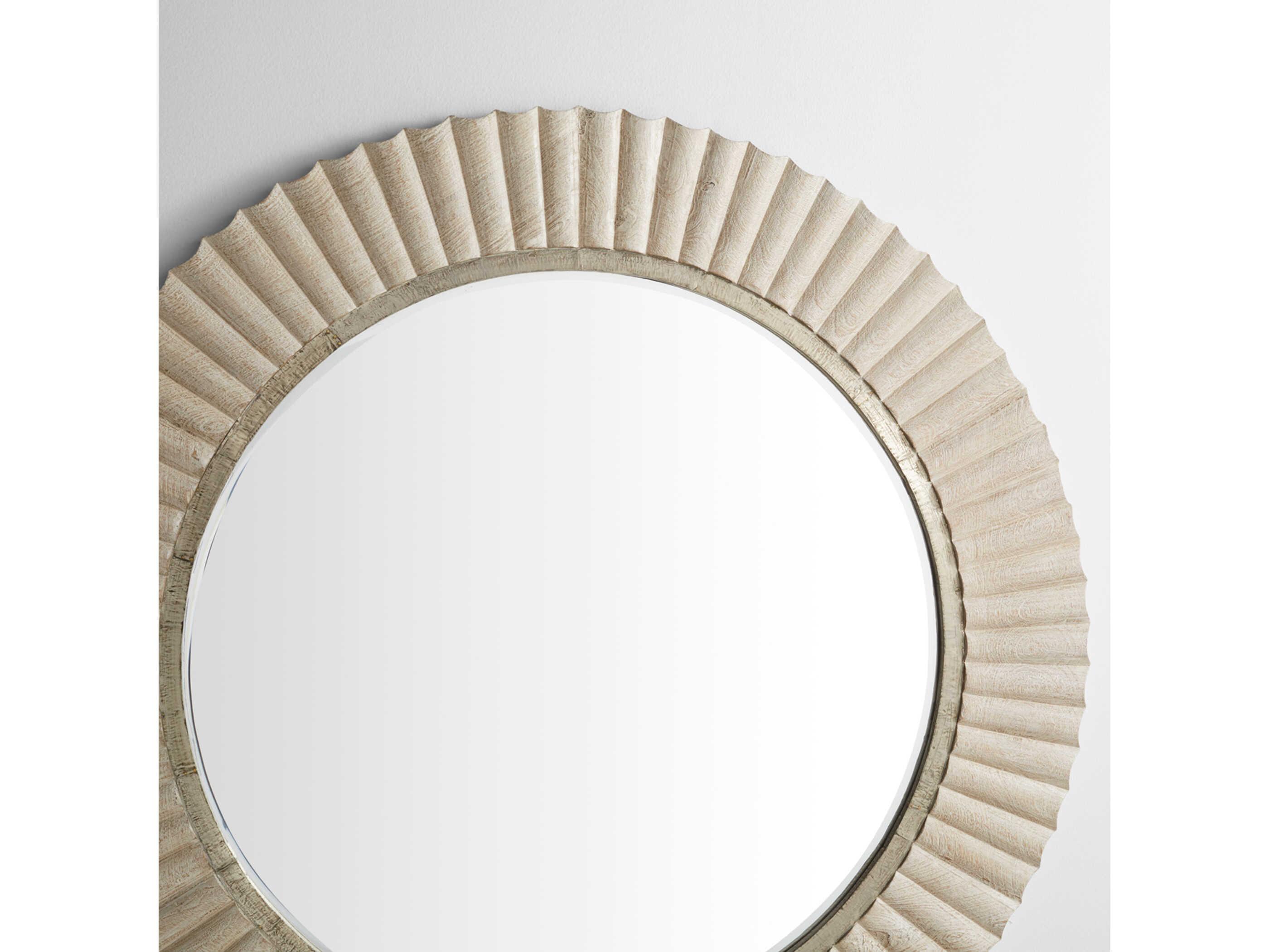 Cyan Design Estriada Cerused White Round Wall Mirror
