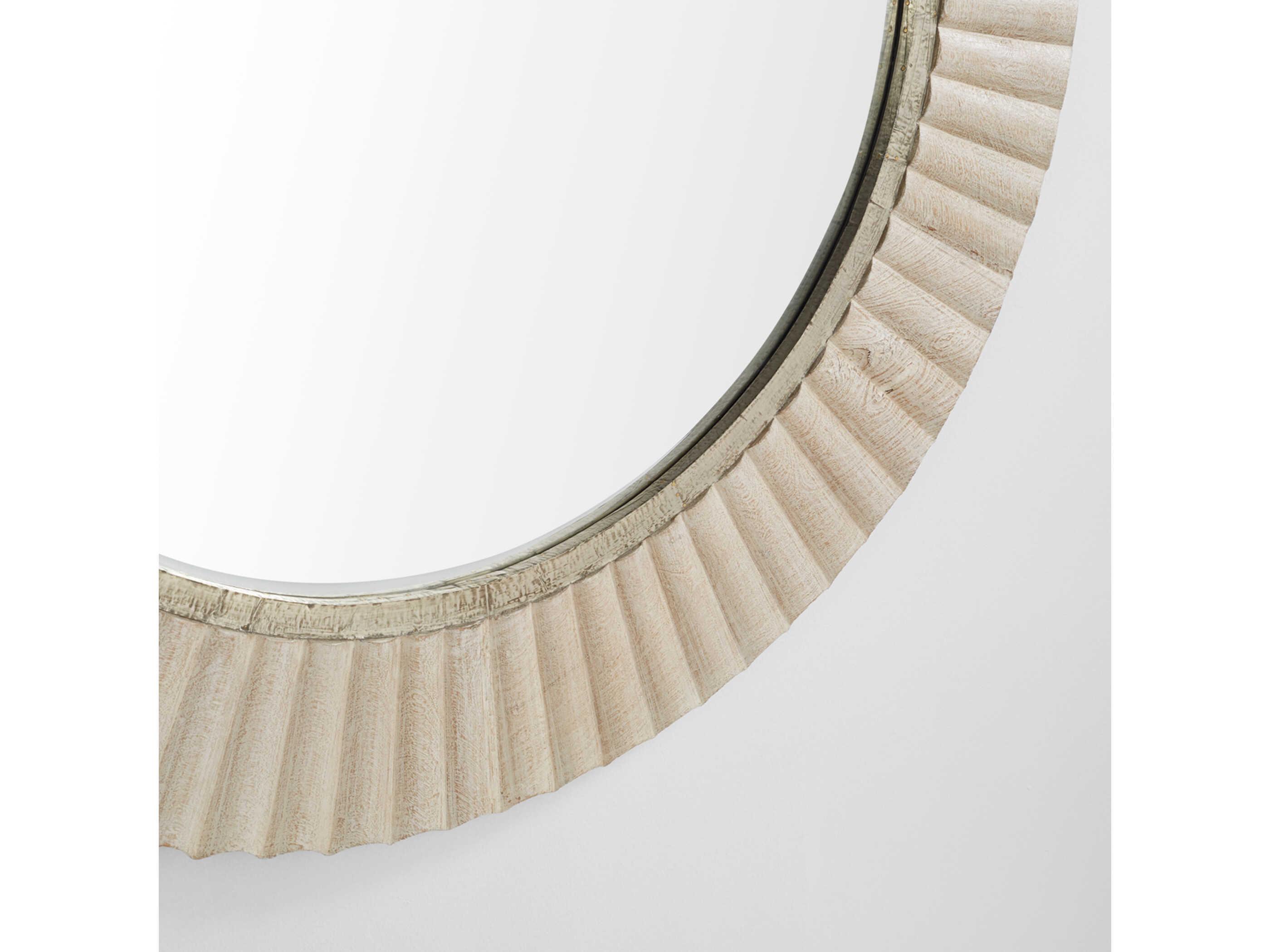 Cyan Design Estriada Cerused White Round Wall Mirror