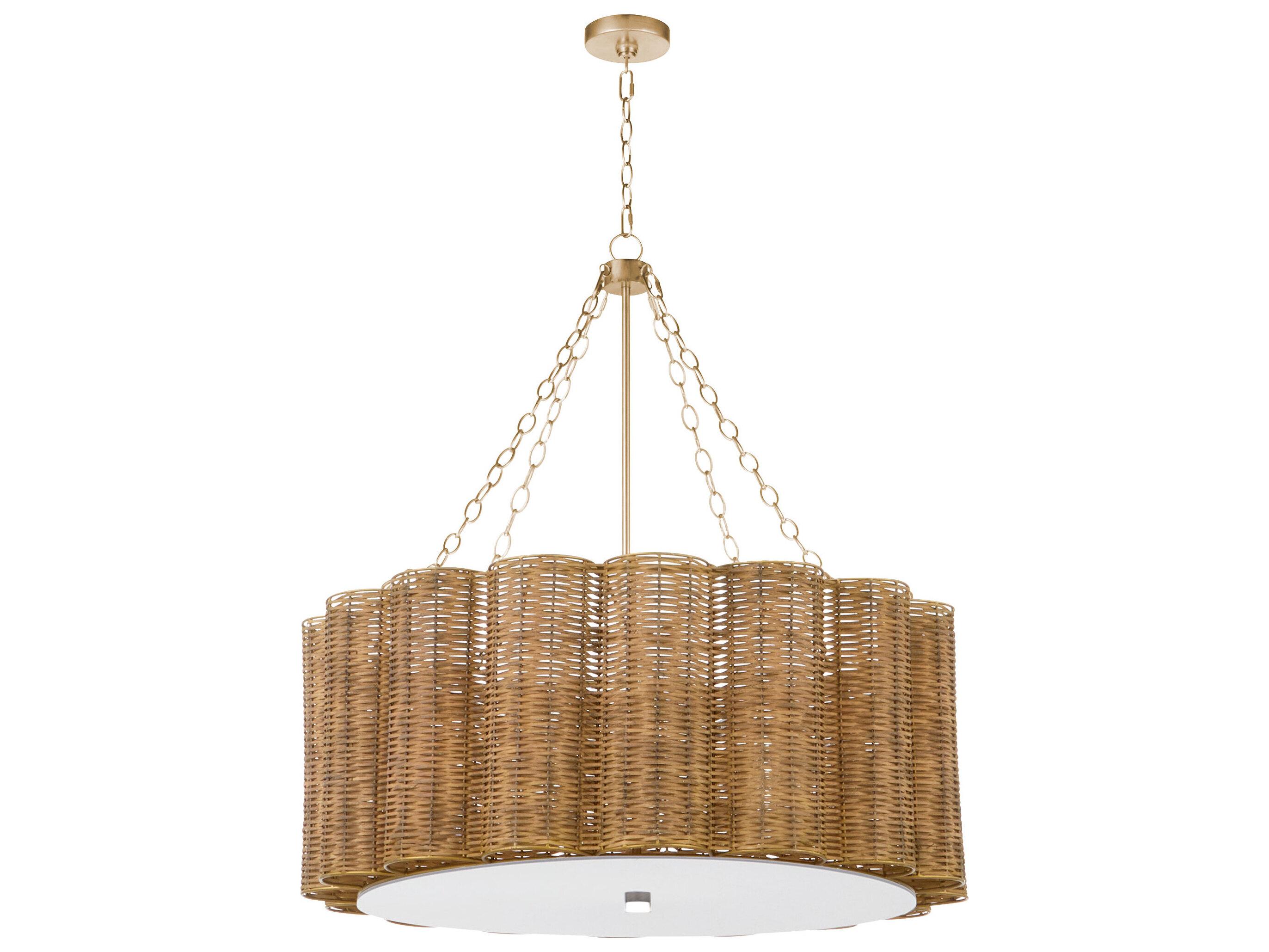 Cyan Design Boracay 6-Light Natural Cane Antique Brass Brown Pendant