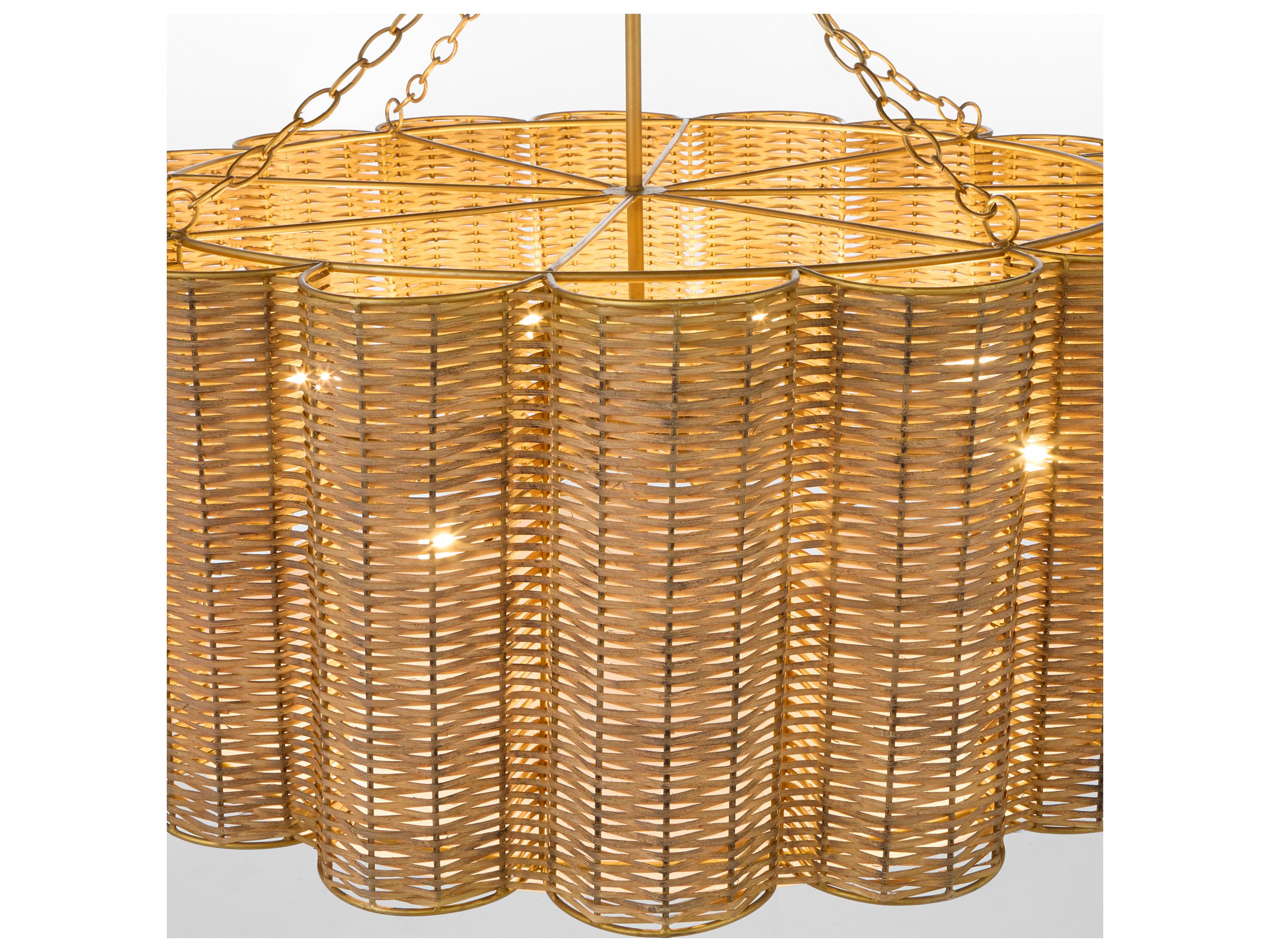 Cyan Design Boracay 6-Light Natural Cane Antique Brass Brown Pendant