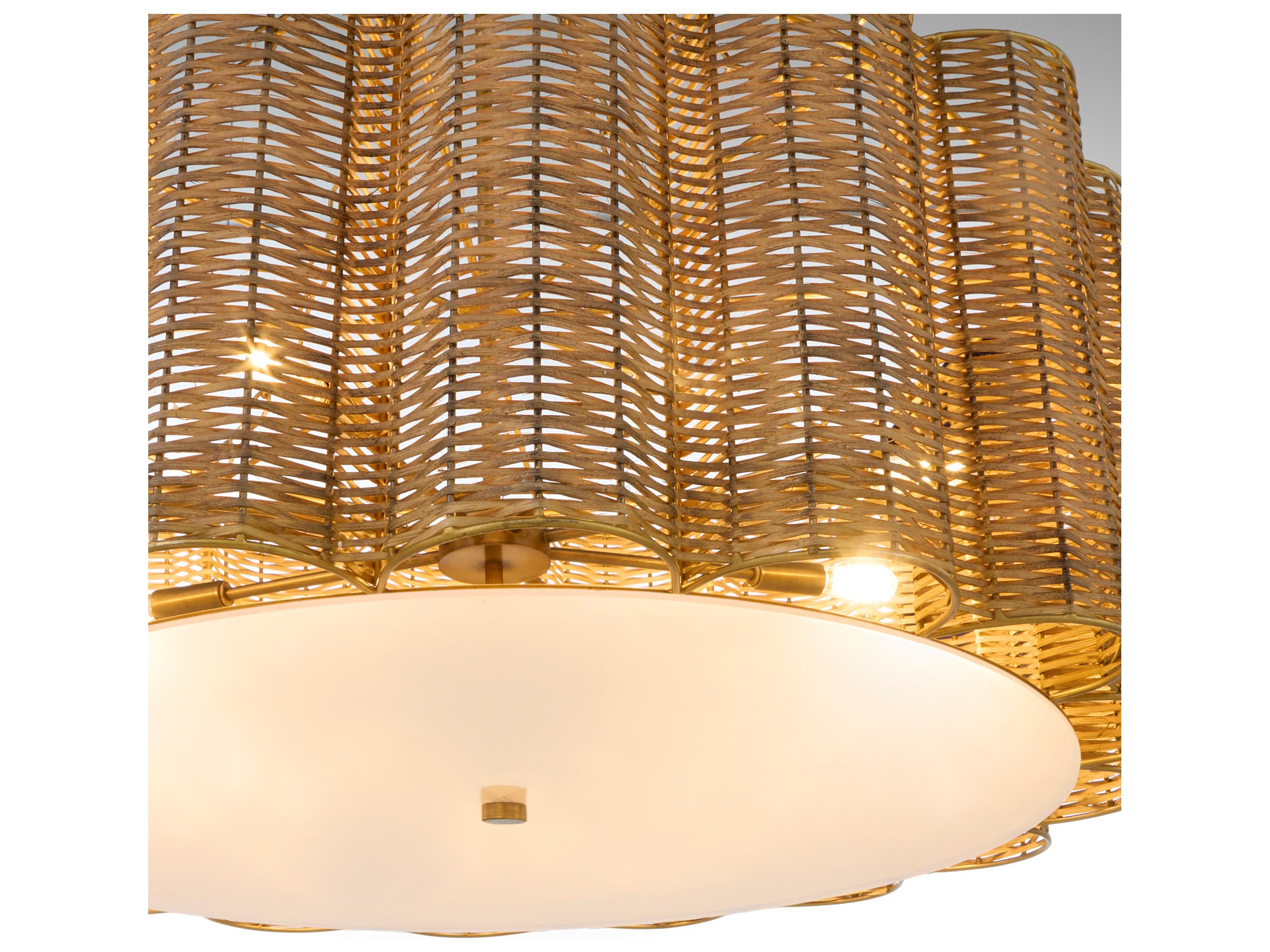 Cyan Design Boracay 6-Light Natural Cane Antique Brass Brown Pendant