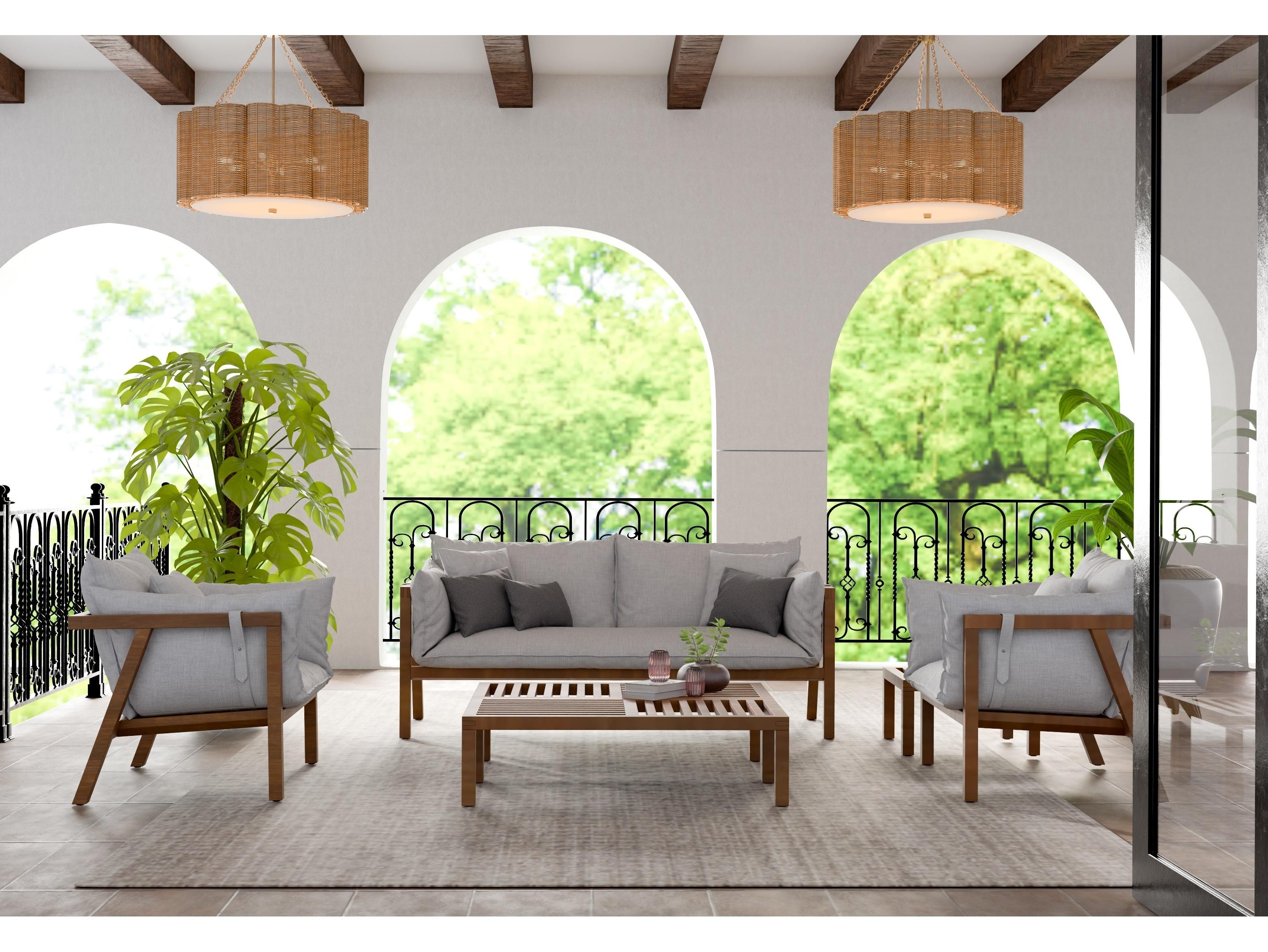 Cyan Design Boracay 6-Light Natural Cane Antique Brass Brown Pendant