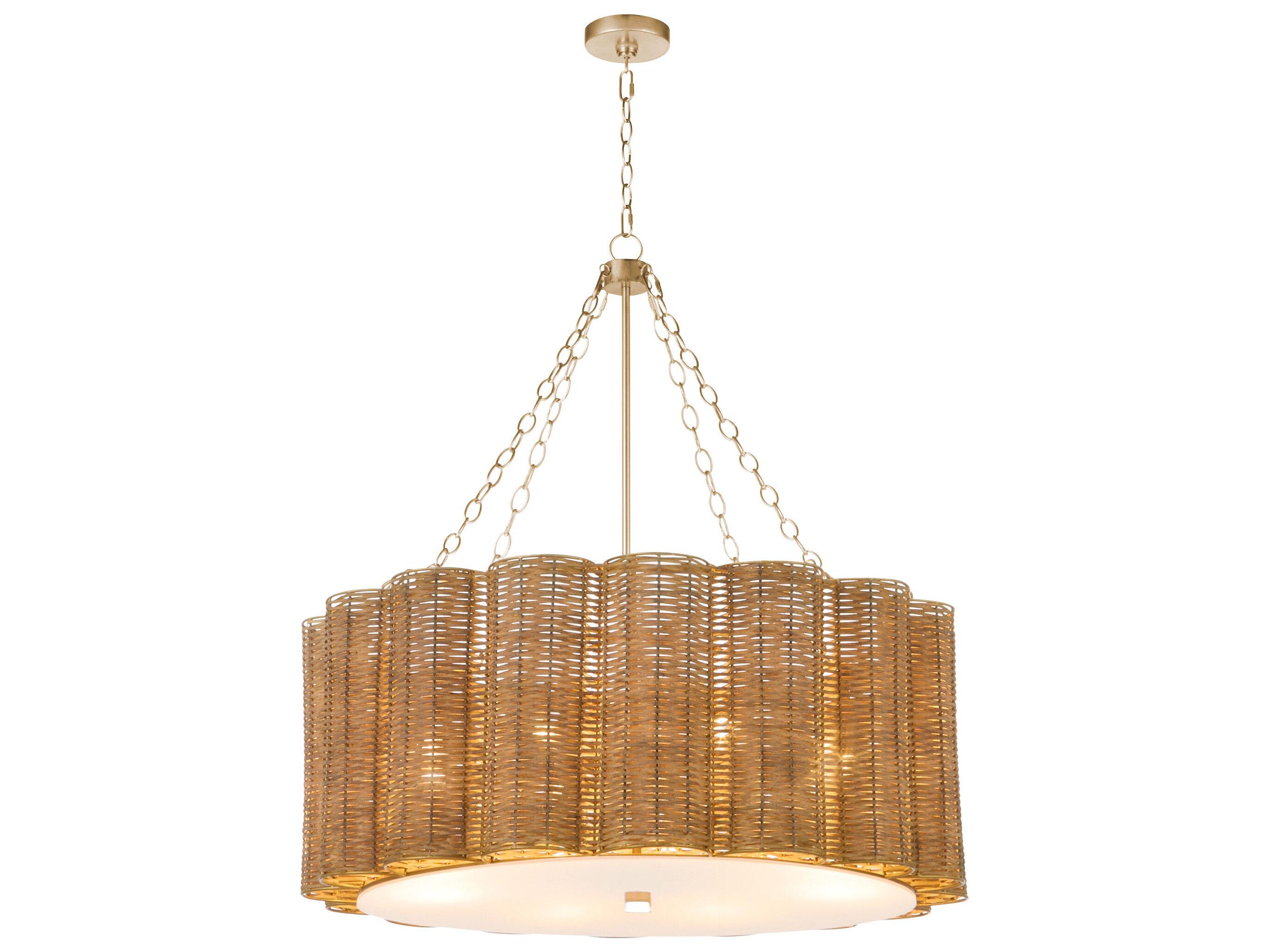 Cyan Design Boracay 6-Light Natural Cane Antique Brass Brown Pendant