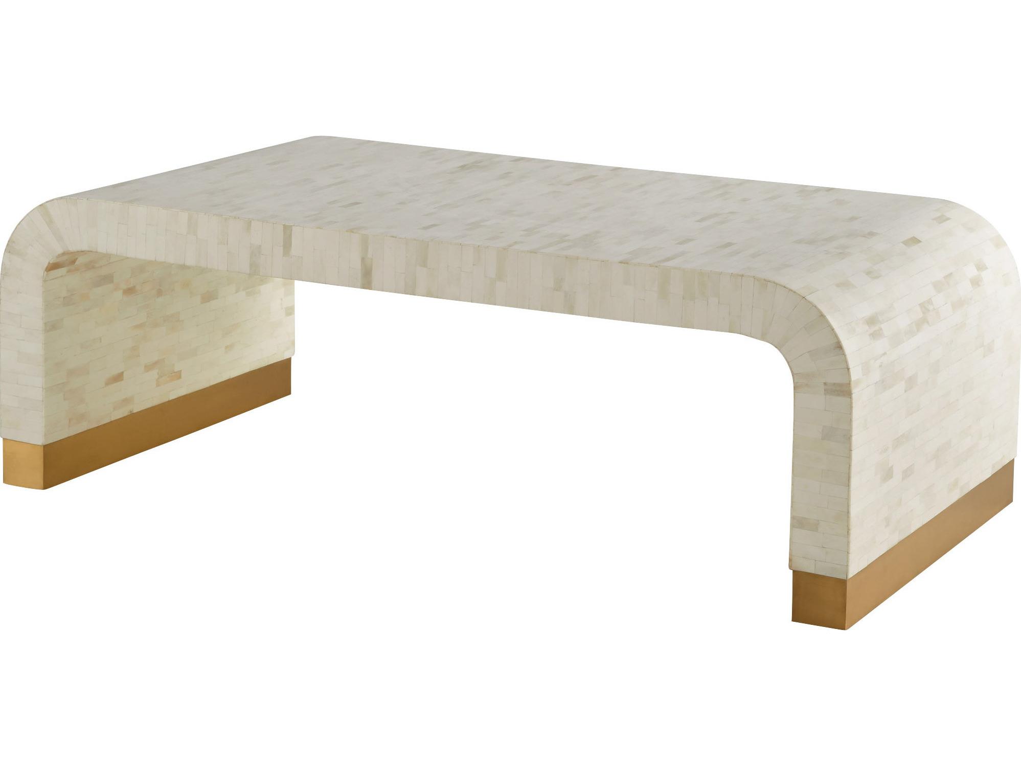 Cyan Design Rectangular Wood Bone Brass Coffee Table