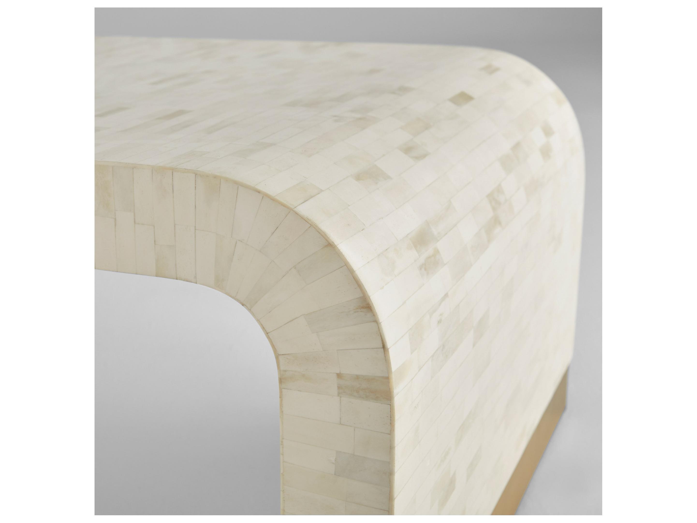 Cyan Design Rectangular Wood Bone Brass Coffee Table