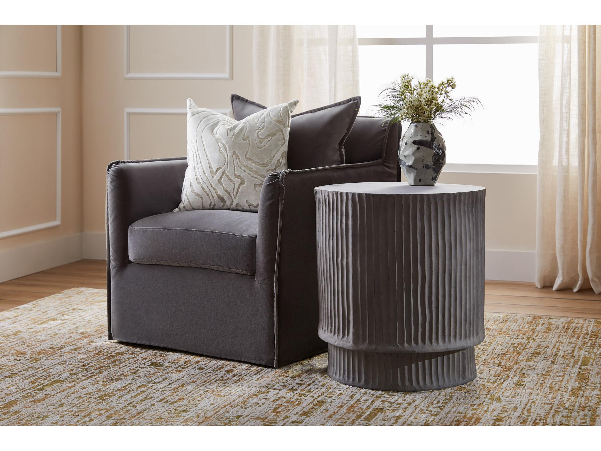 Cyan Design Round Faux Cement Grey End Table