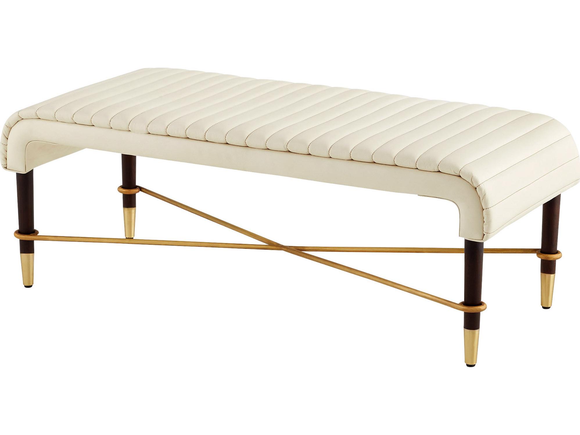 Cyan Design White Leather Accent Bench